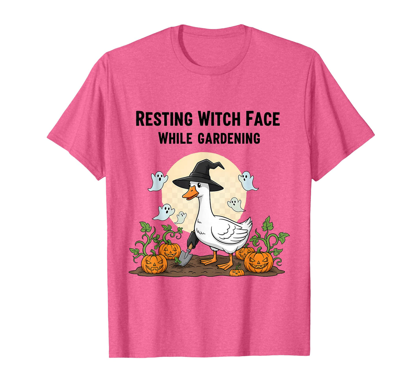 Gardening Goose Halloween Resting Witch Face Funny Pumpkin T-Shirt