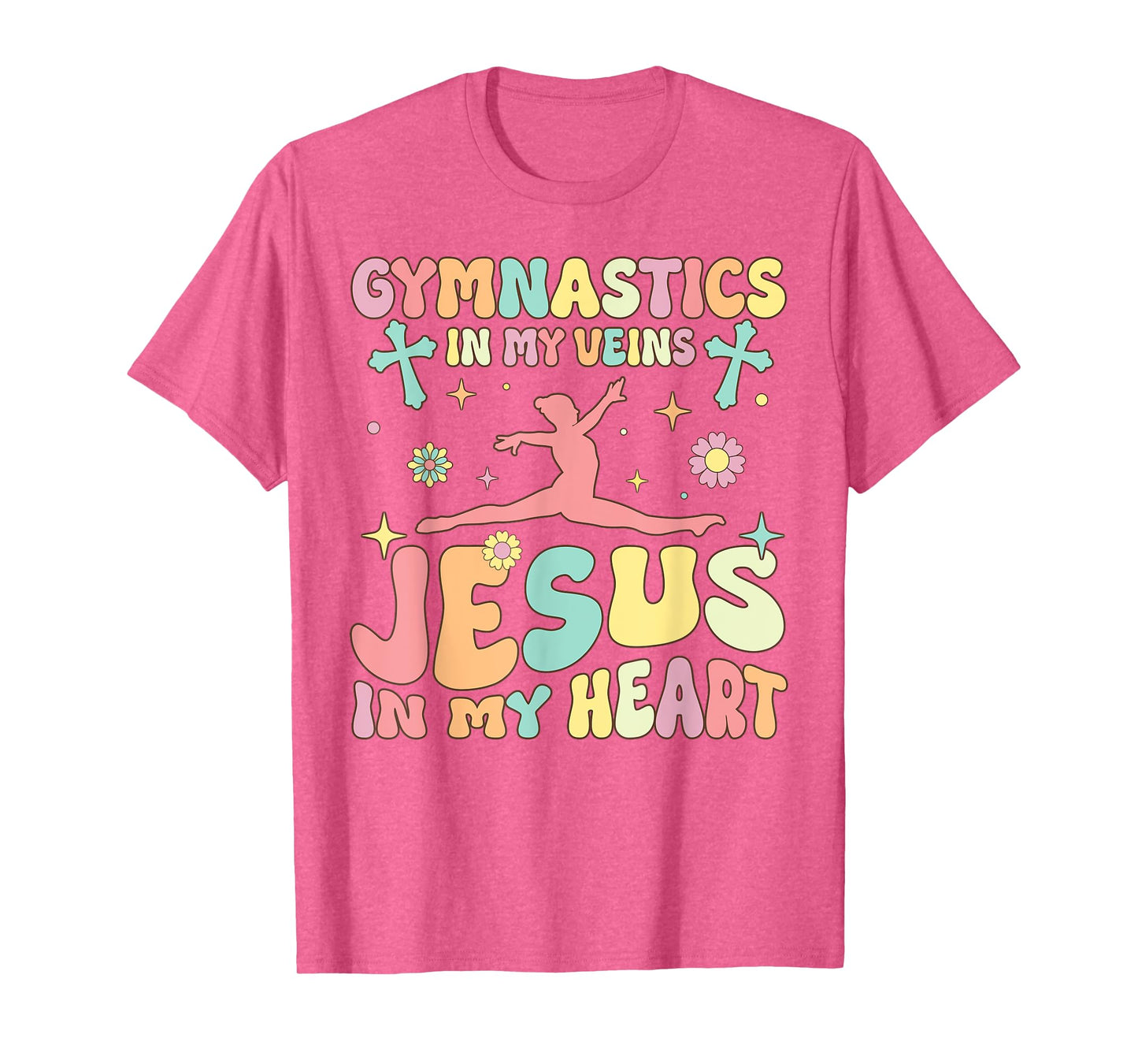 Gymnastics In Veins Jesus In My Heart Groovy Gymnast Acrobat T-Shirt