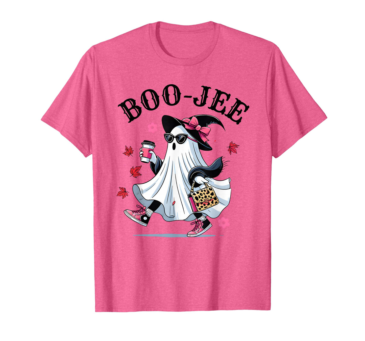 Coquette Leopard Ghost Coffee Boo-JEE Halloween Boujee Ghost T-Shirt