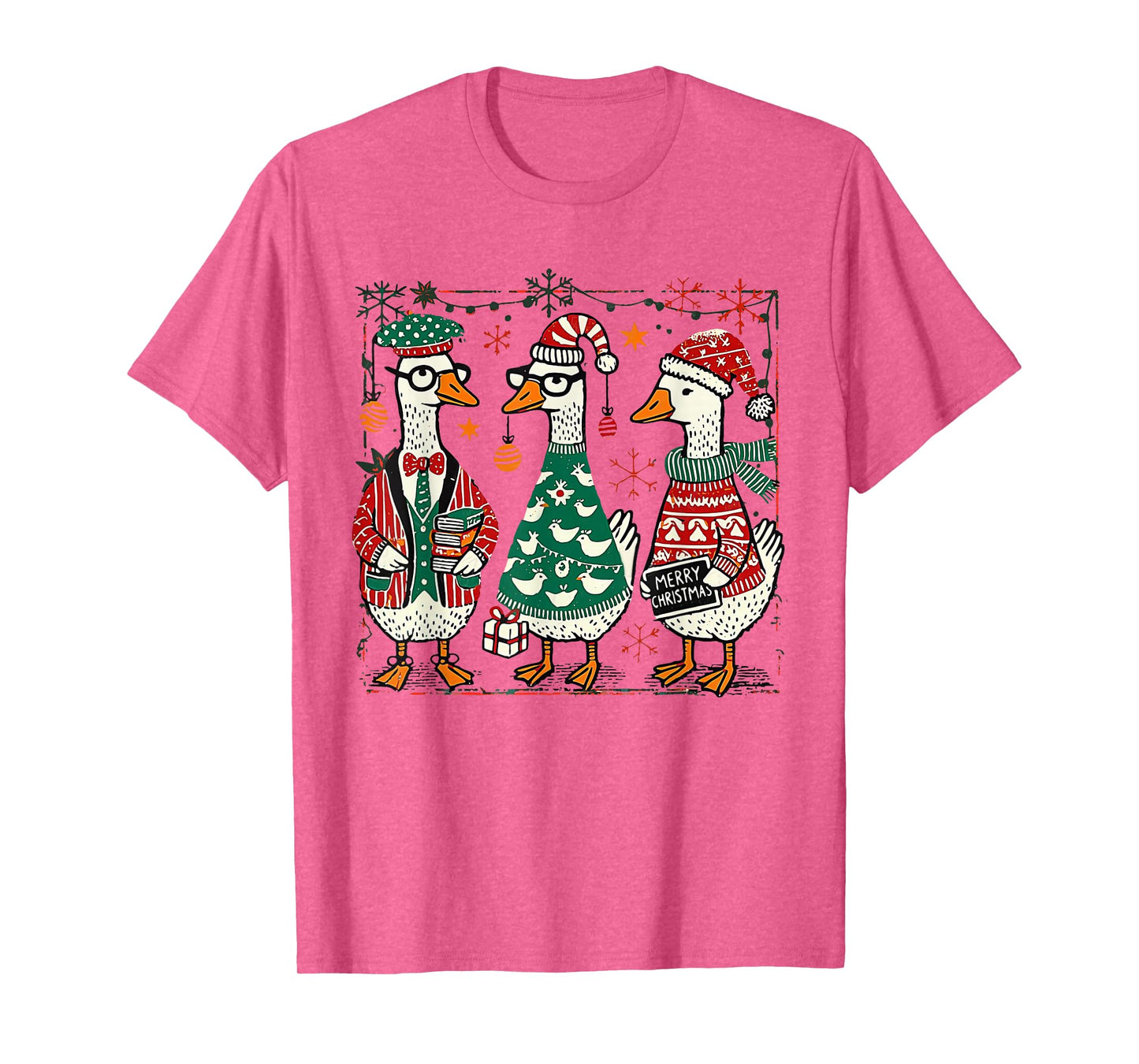 Retro Christmas Silly Goose Christmas Light Goosemas Funny T-Shirt