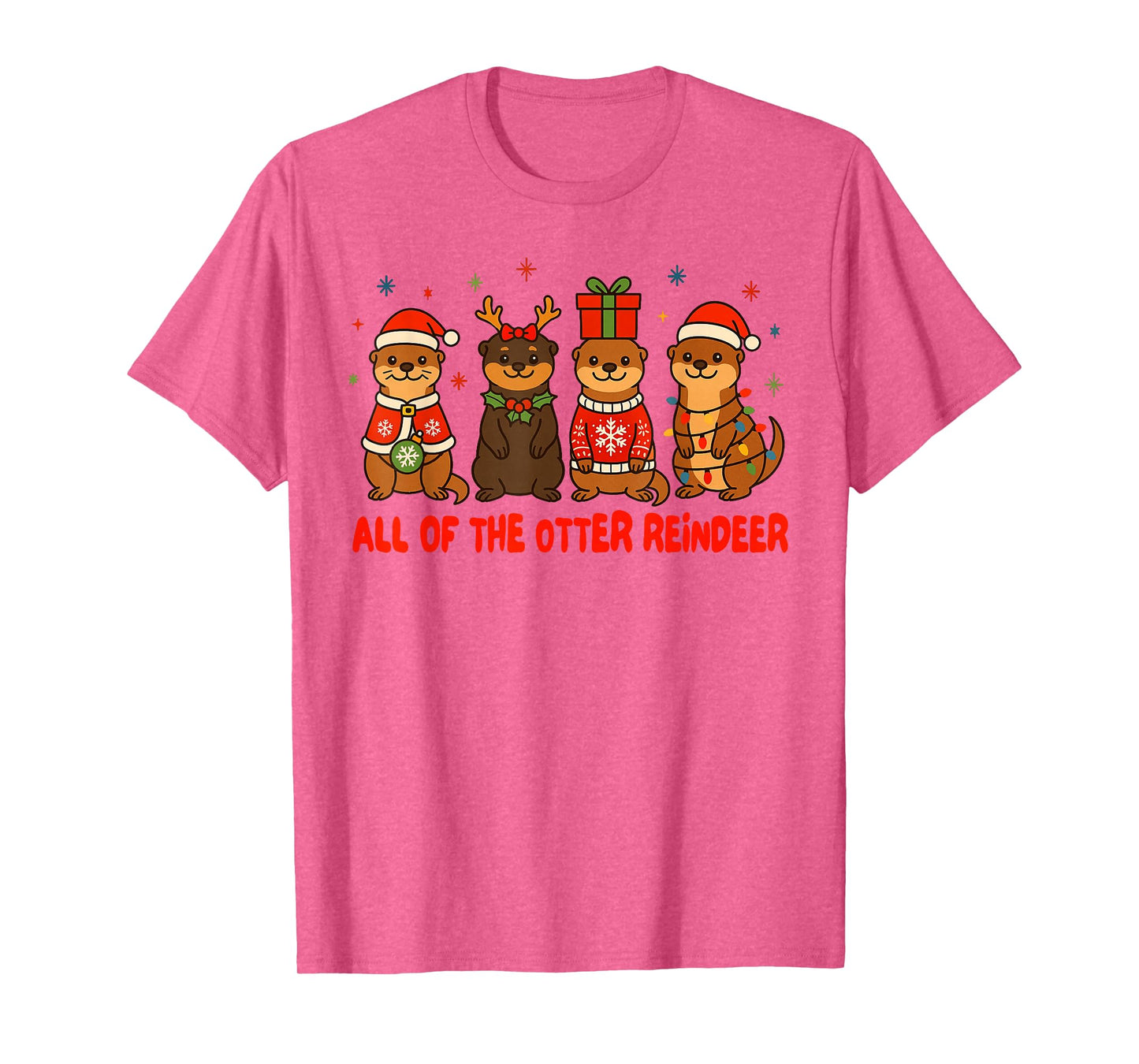 Christmas Xmas Vibes Otter Lover All of The Otter Reindeer T-Shirt
