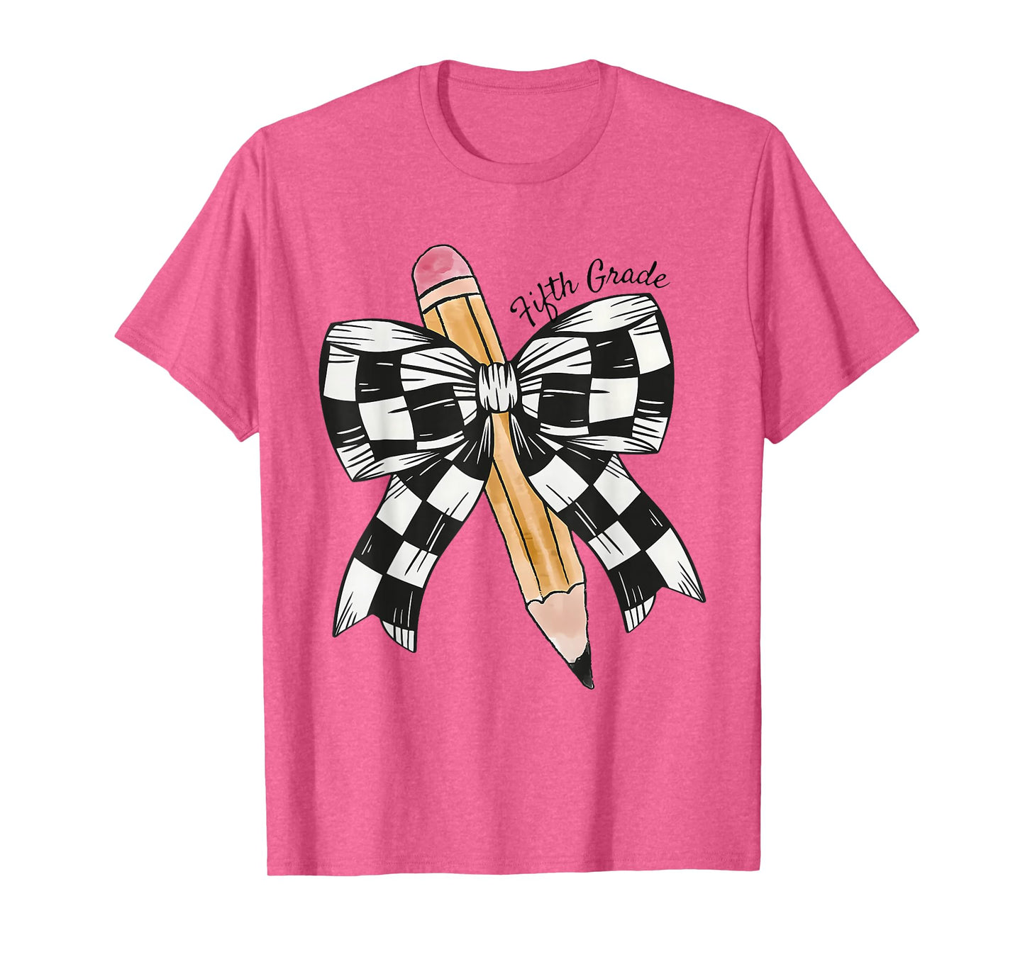 Back To School Hello Fifth Grade Teacher Coquette Pencil Bow T-Shirt