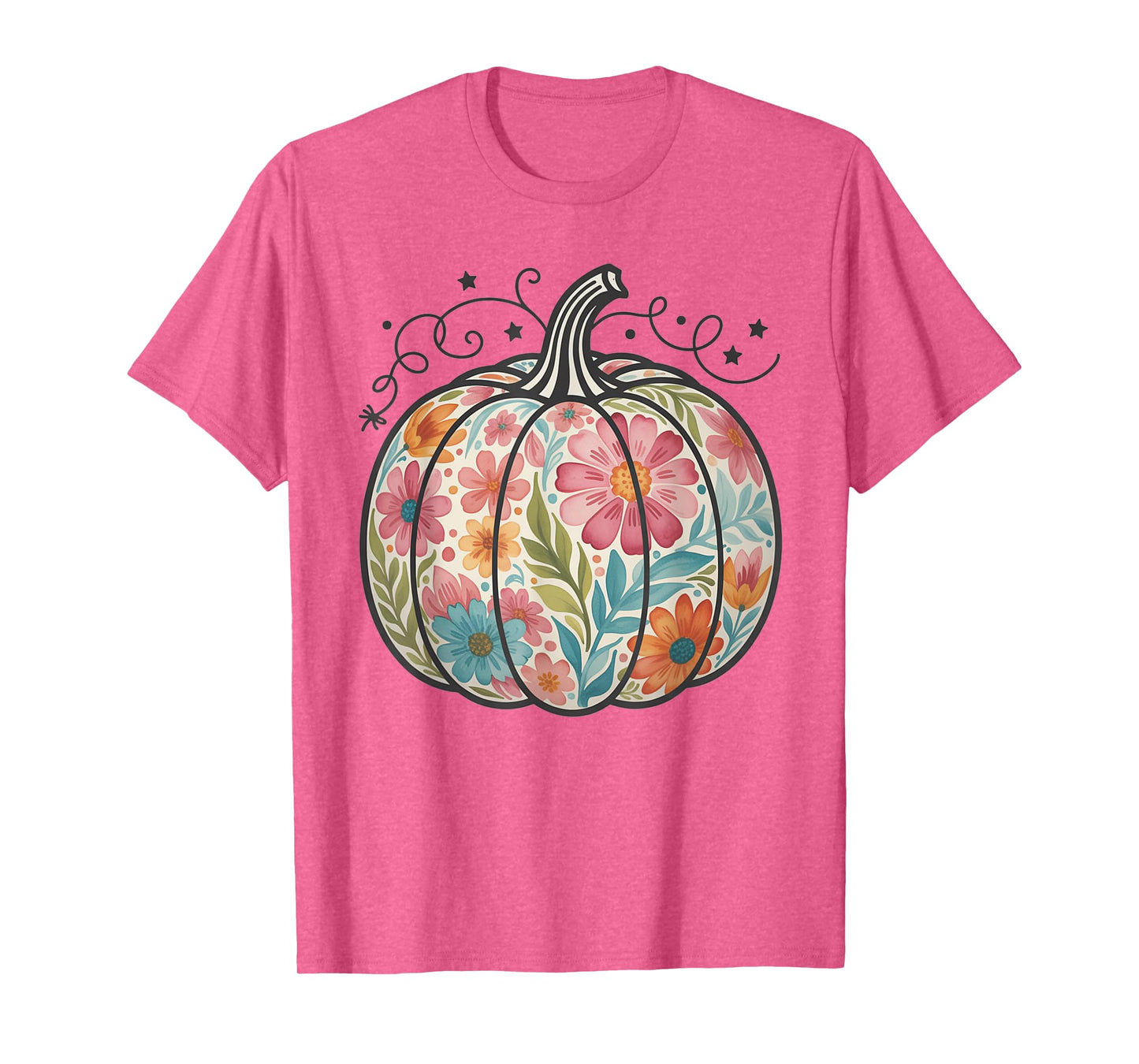 Floral Boho Pumpkin Preppy Fall Thanksgiving Cozy Season T-Shirt