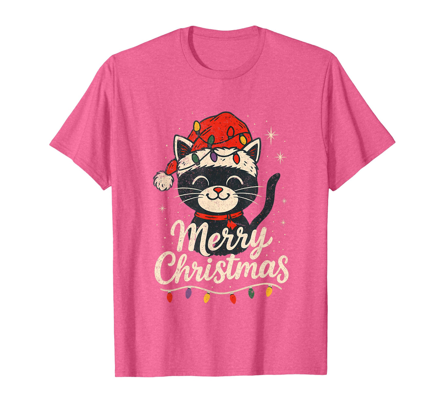 Merry Christmas Santa Retro Cat Lover T-Shirt