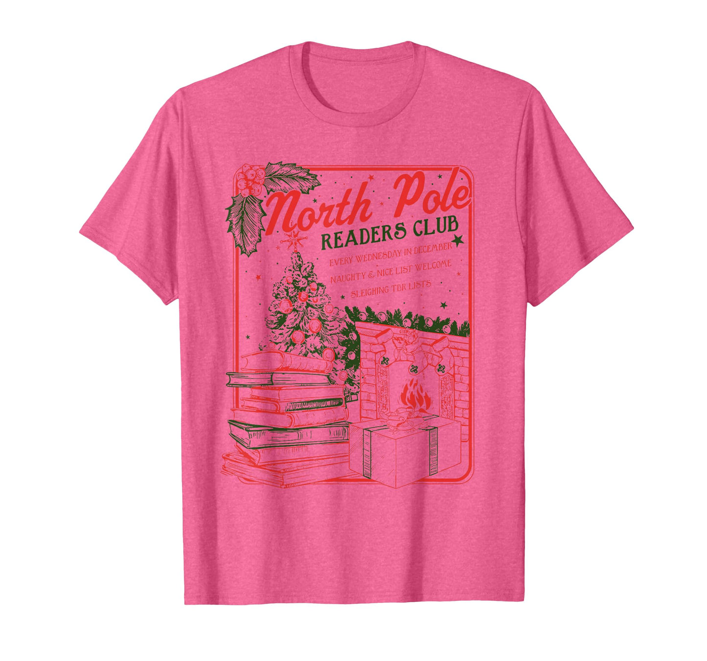 North Pole Readers Club Holiday Bookish Christmas Xmas Tree T-Shirt