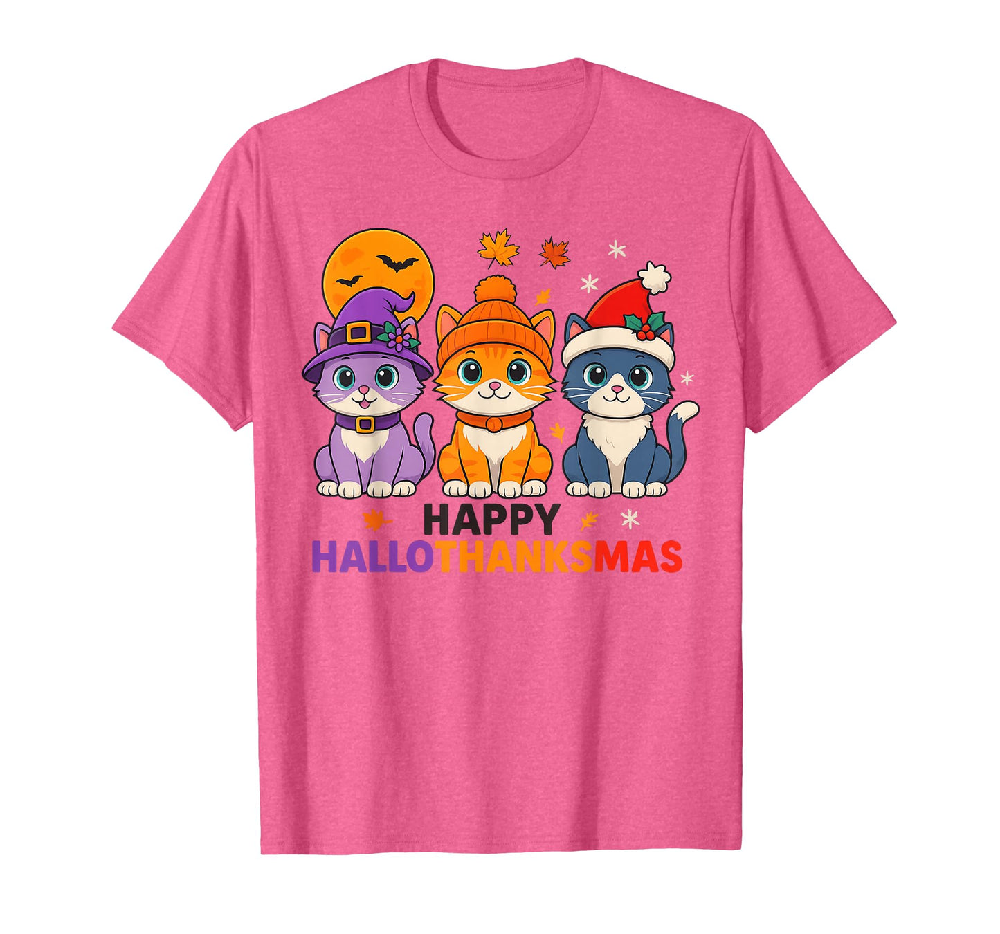 Cat Halloween Christmas Happy Hallothanksmas Thanksgiving T-Shirt