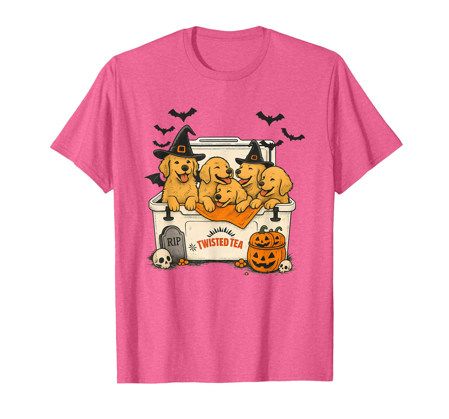 Halloween Golden Retriever Puppies in Witch Hats T-Shirt