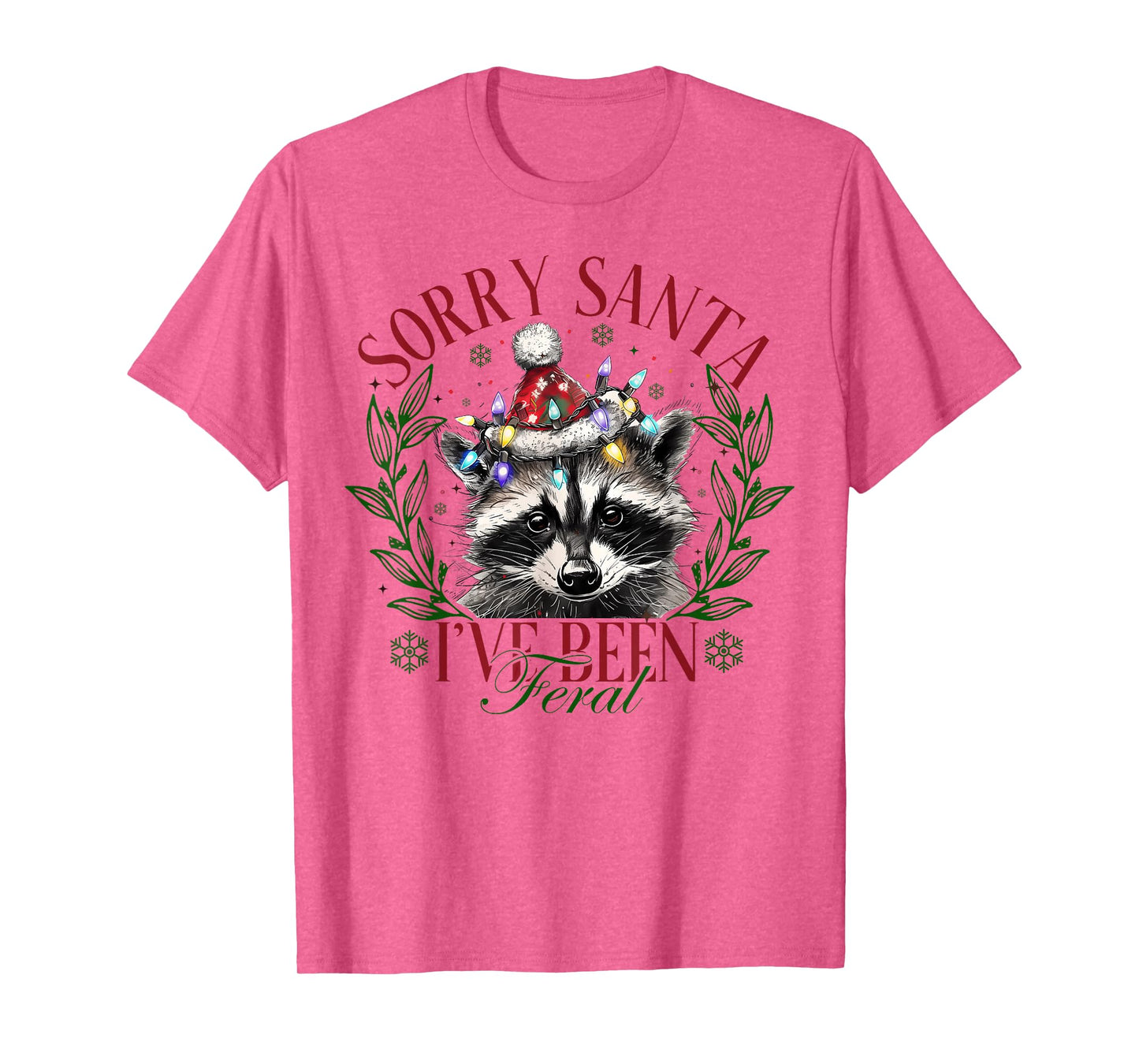 Vintage Sorry Santa I’ve Been Feral Raccoon Santa Hat Xmas T-Shirt