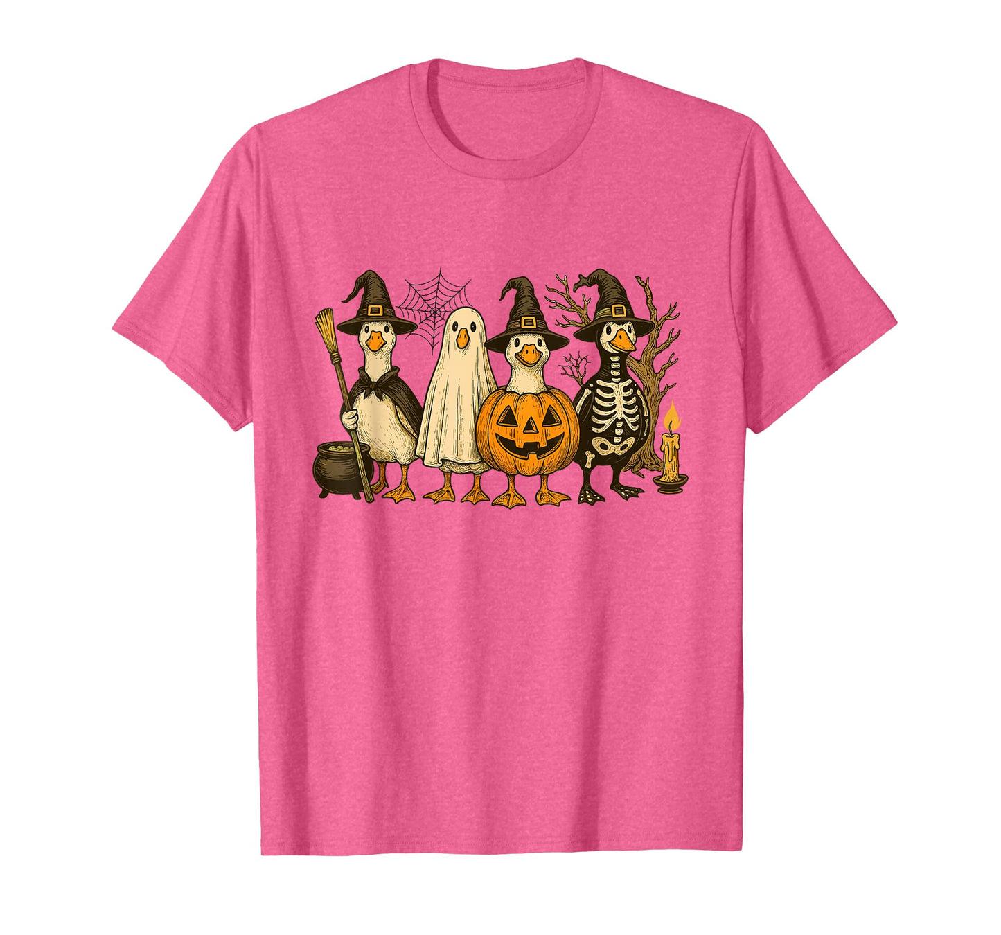Just A Spooky Goose Halloween Goose Witch Ghost Silly Goose T-Shirt