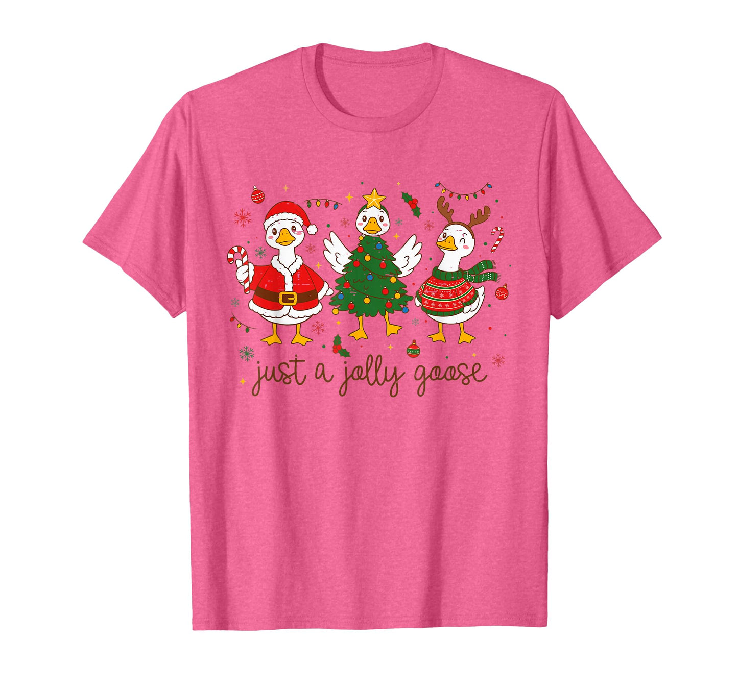 Retro Funny Xmas Just A Jolly Goose Santa Christmas Tree T-Shirt