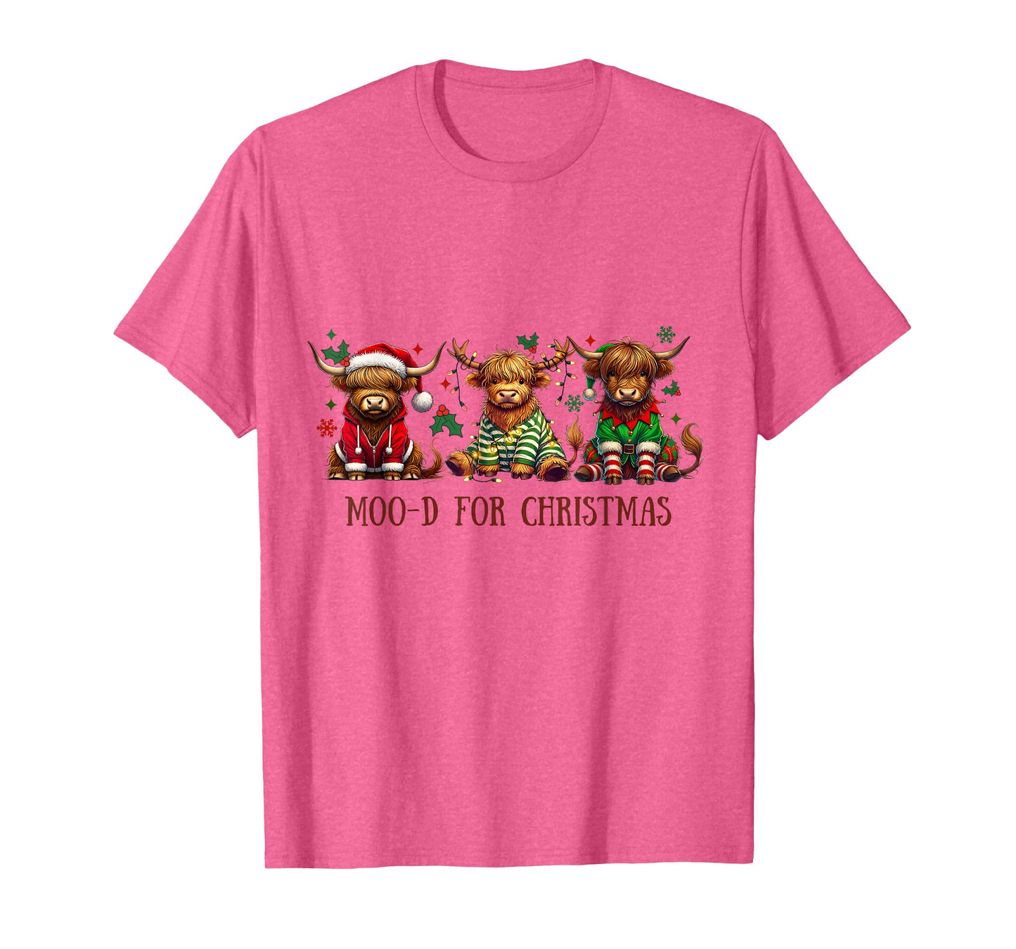 Funny Cow Moo-d for Christmas Santa Hat Vibes T-Shirt