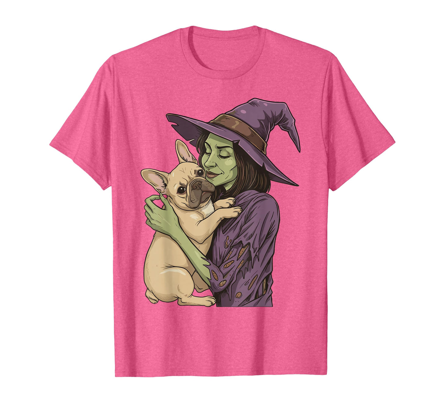 Witch Hugging Cat Halloween Cat Lover Cat Mom Dad T-Shirt