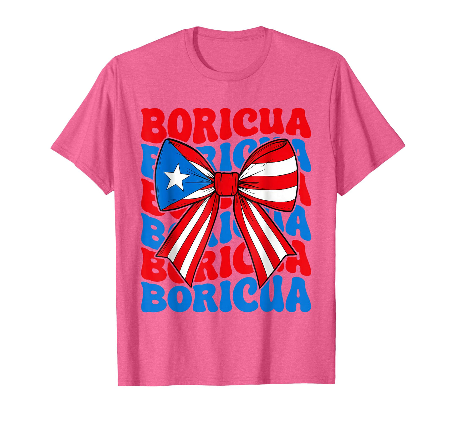 Boricua Women Girl Boricua Coquette Bow Puerto Rico Flag T-Shirt
