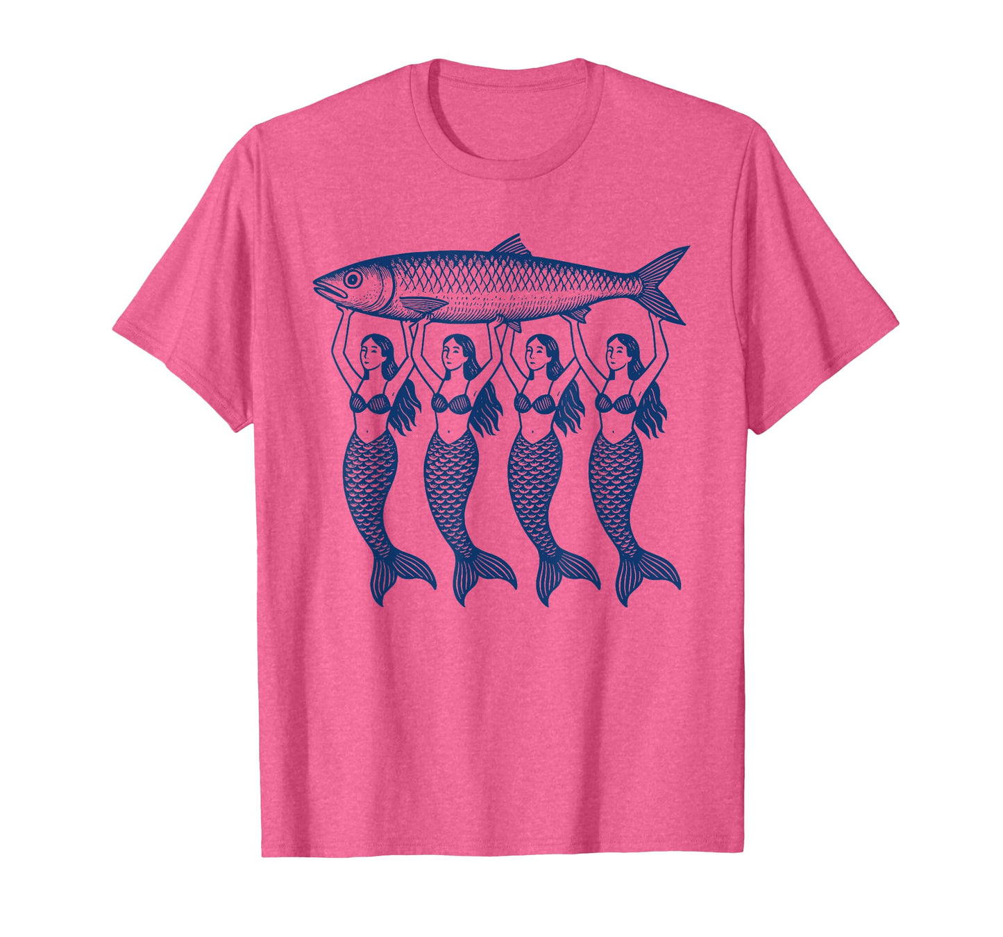 Sardine Fish Mermaid Coastal Summer Retro Graphic T-Shirt