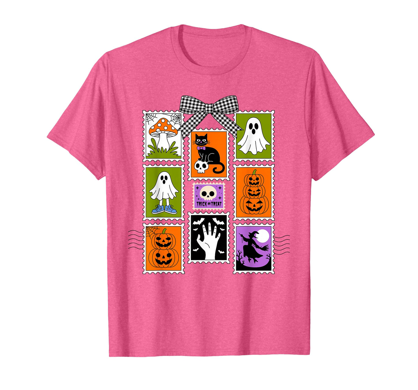 Halloween Stamps Spooky Pumpkin Ghost Cat Witch Skeleton T-Shirt