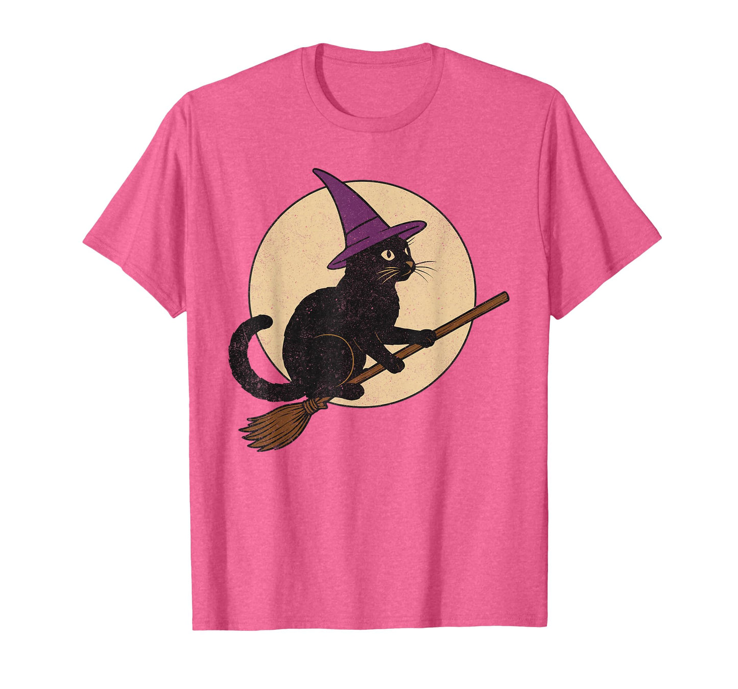 Funny Black Cat Halloween Witch Cat on Moon Night Spooky T-Shirt