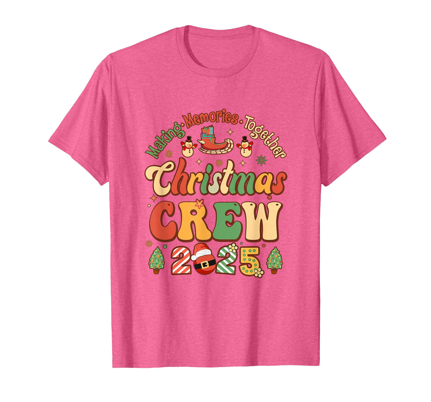 Marking Together Matching Family Christmas Crew 2025 Groovy T-Shirt
