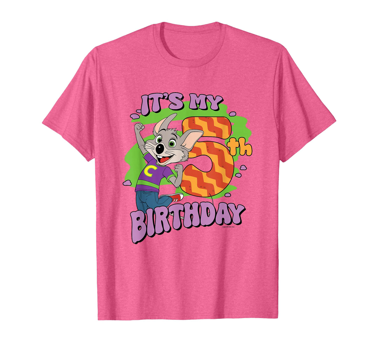 Chuck E. Cheese It's My 5th Birthday Happy Chuck Chest Logo T-Shirt
