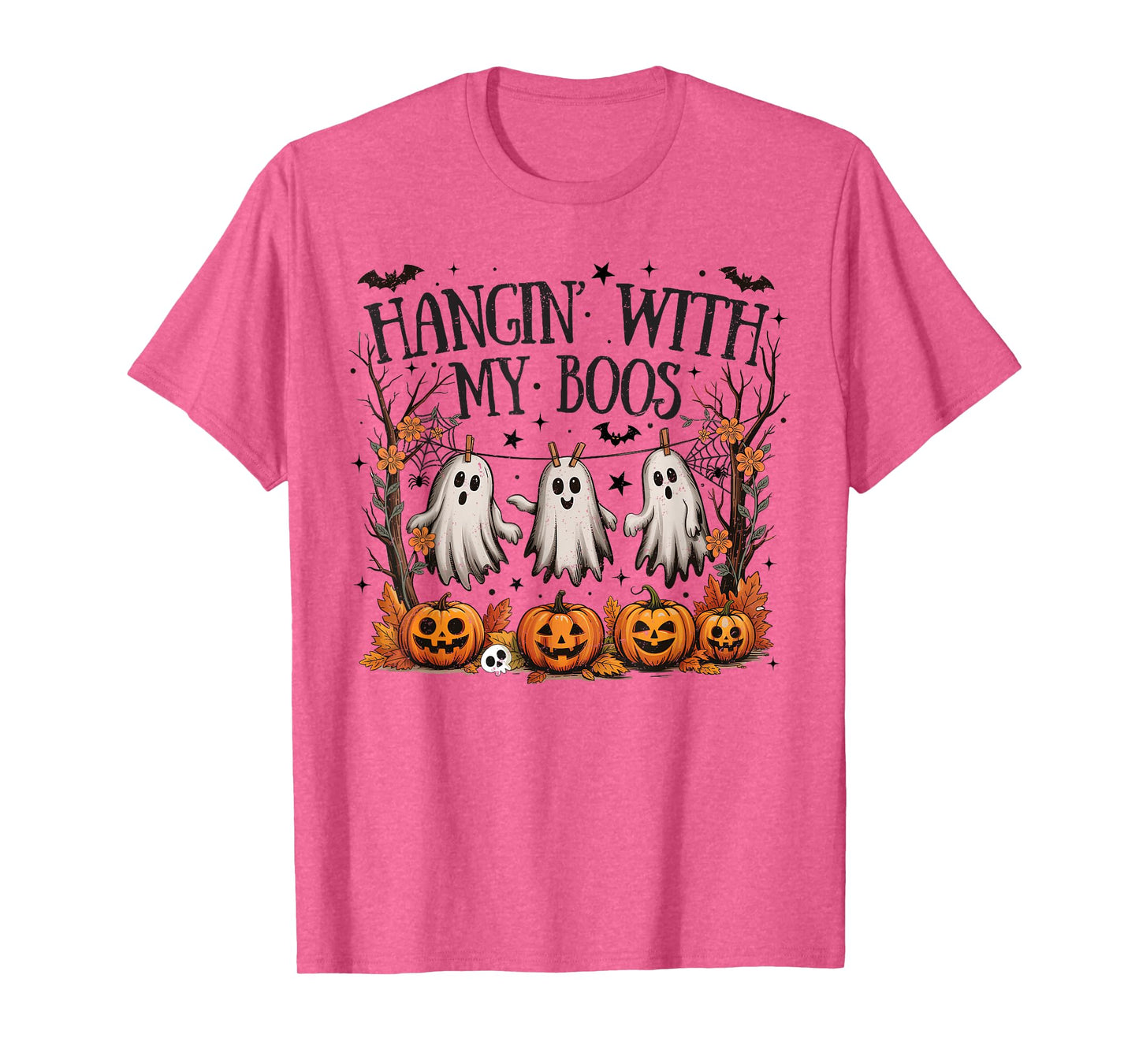 Retro Hanging With My Boos Spooky Halloween Ghost Women Kids T-Shirt