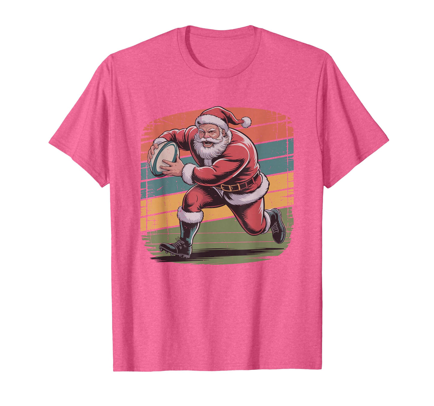 Retro Santa Playing Rugby Vintage 90s Christmas Holiday T-Shirt