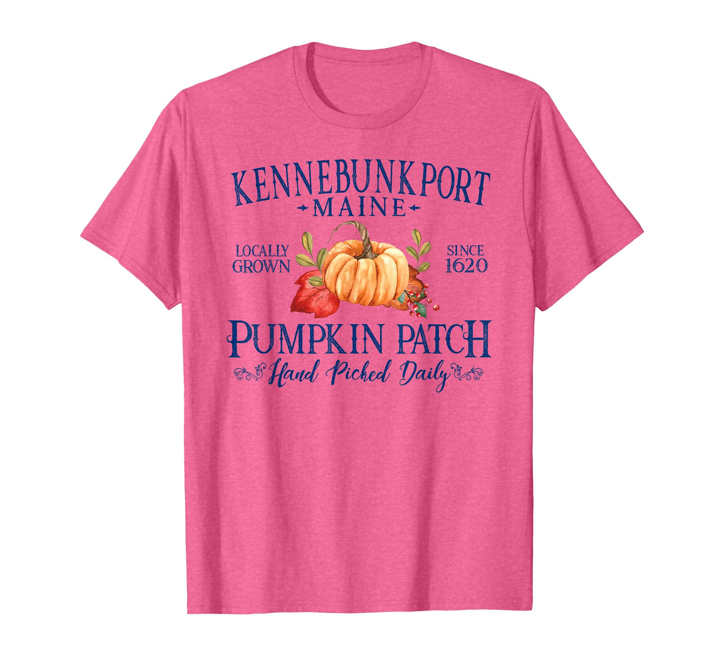 Kennebunkport Maine Pumpkin Patch Fall Navy Blue Letters T-Shirt
