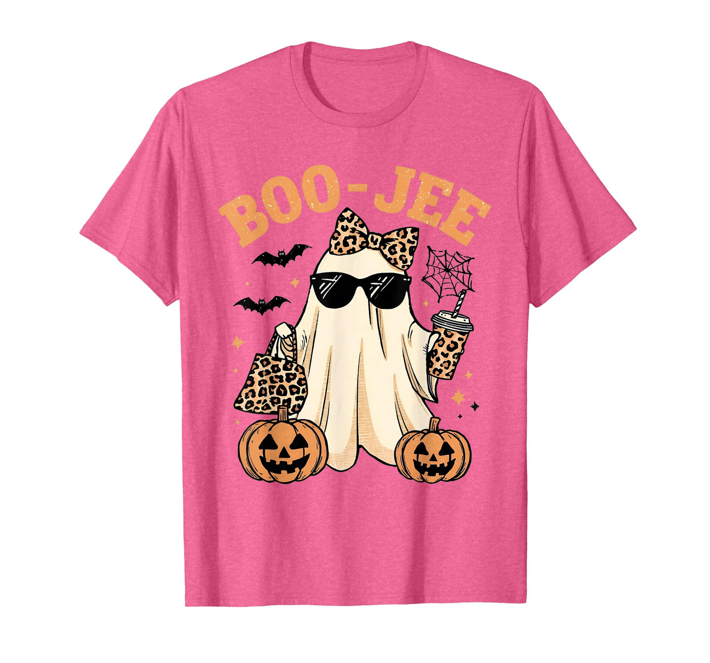 Coquette Leopard Ghost Coffee Boo-JEE Halloween Boujee Ghost T-Shirt