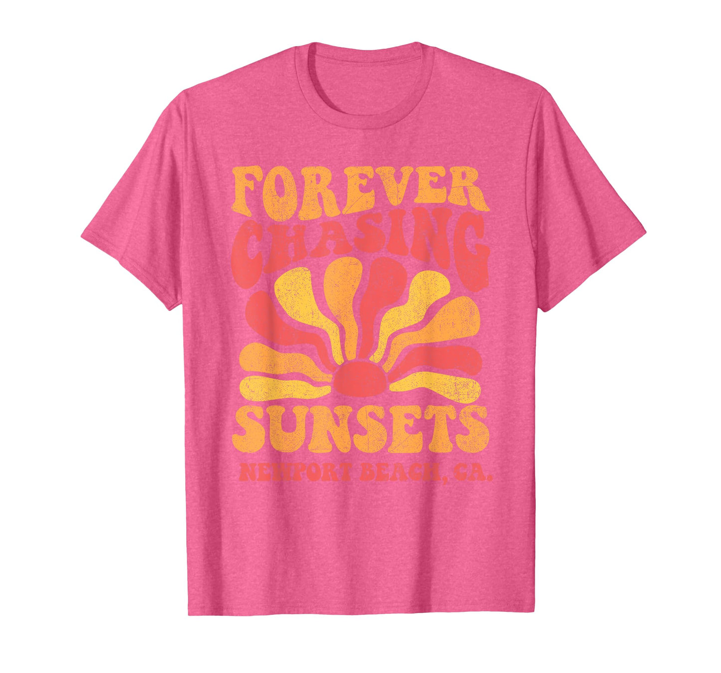 Forever Chasing Sunsets Newport Beach California 70s Retro T-Shirt