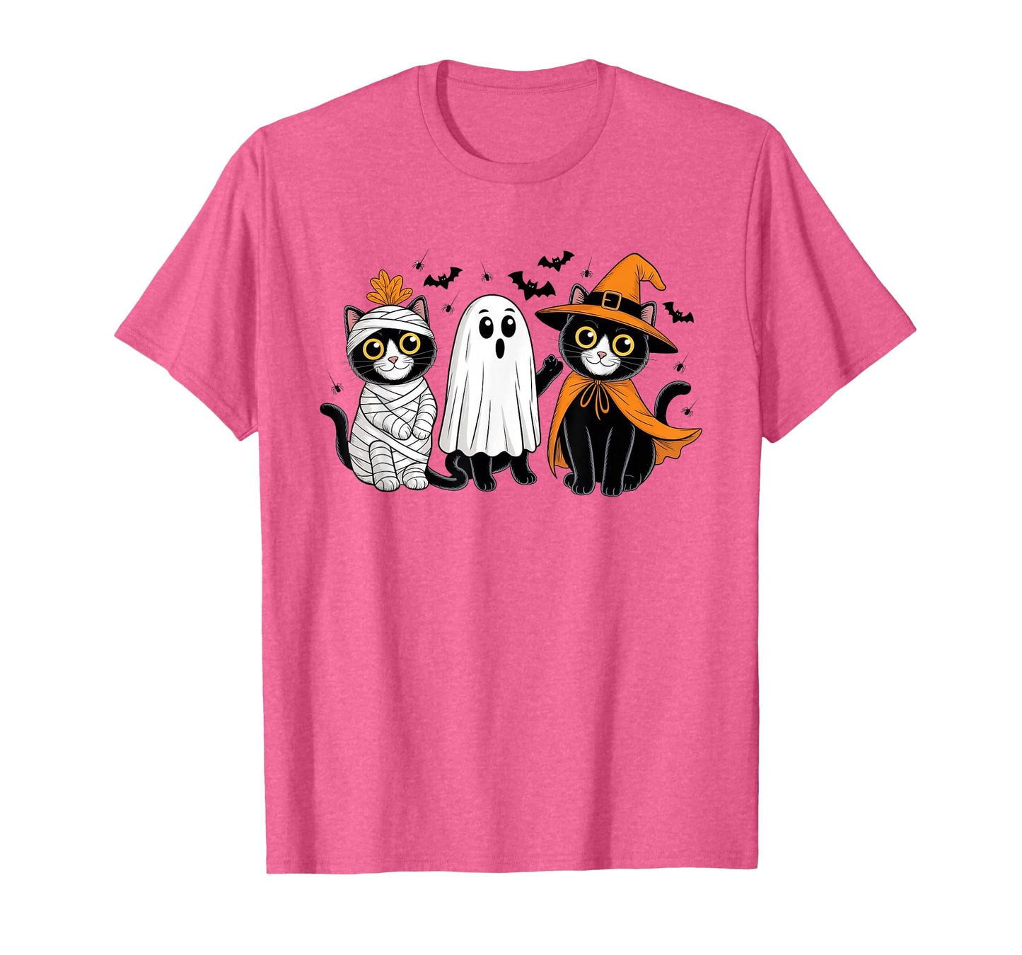 Retro Cat Witch Scary Halloween Pumpkin Women Men Kids T-Shirt