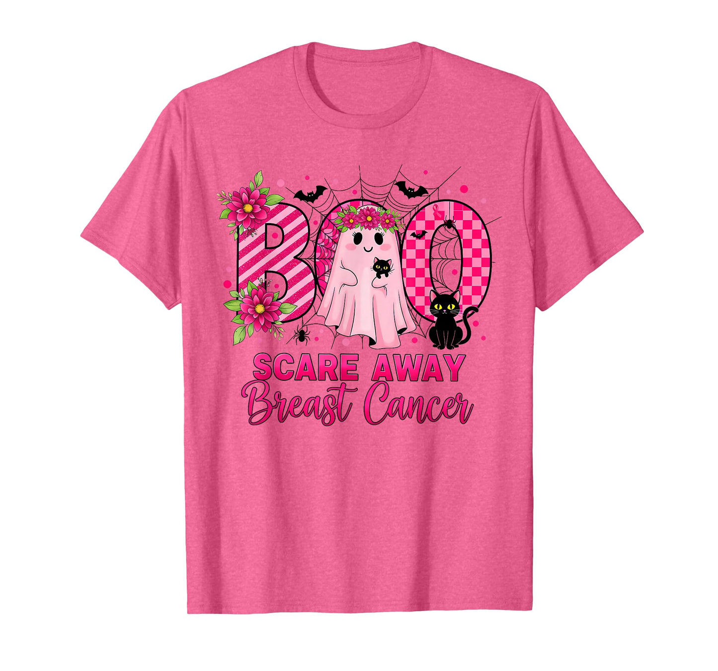 Floral Boo Ghost Scare Away Breast Cancer Awareness T-Shirt