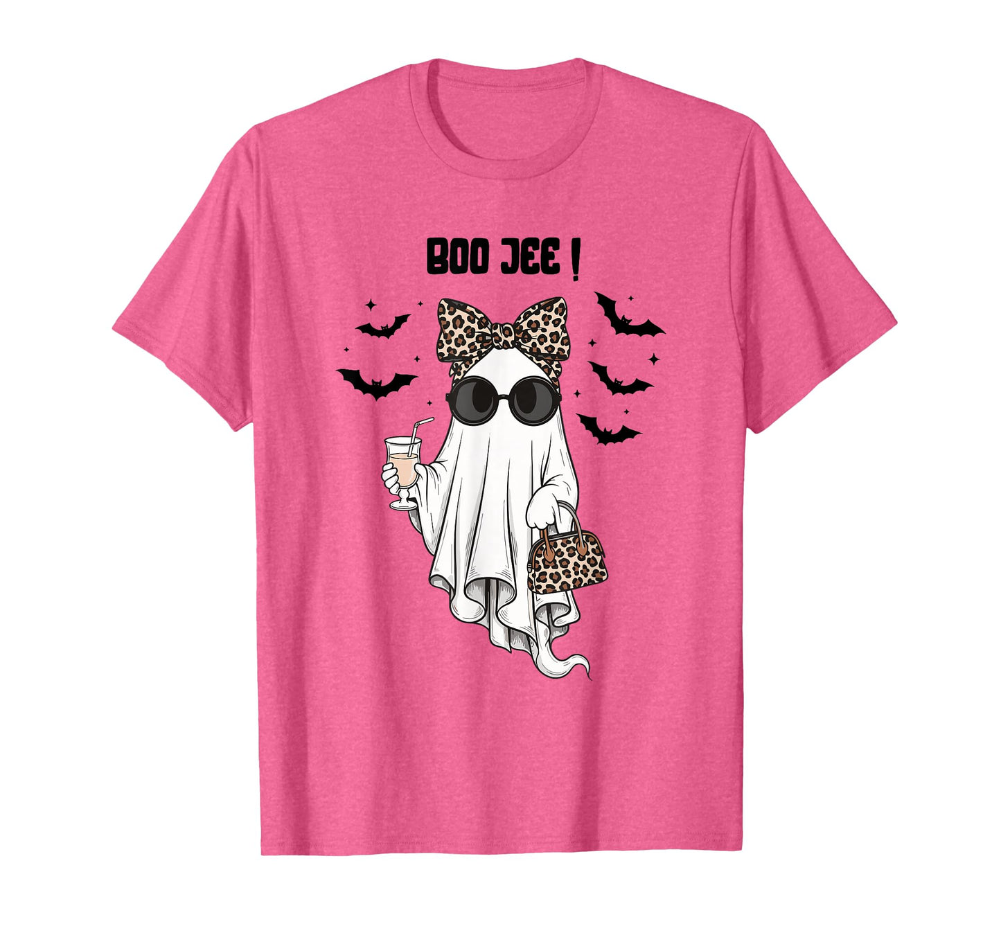 Coquette Leopard Ghost Coffee Boo-JEE Halloween Boujee Ghost T-Shirt