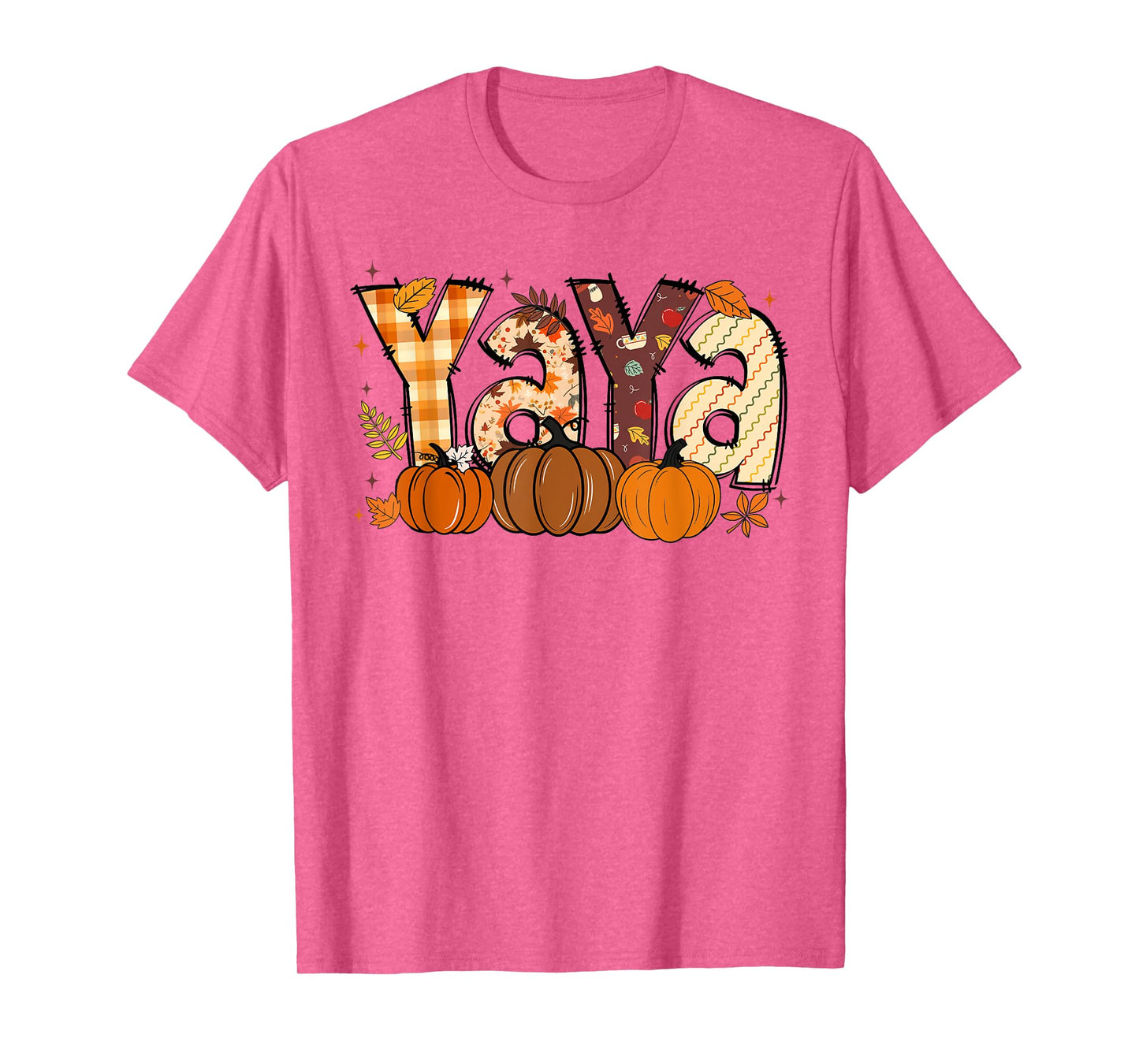 Retro Yaya Pumpkin Fall Leaves Grandma Fall Thanksgiving T-Shirt