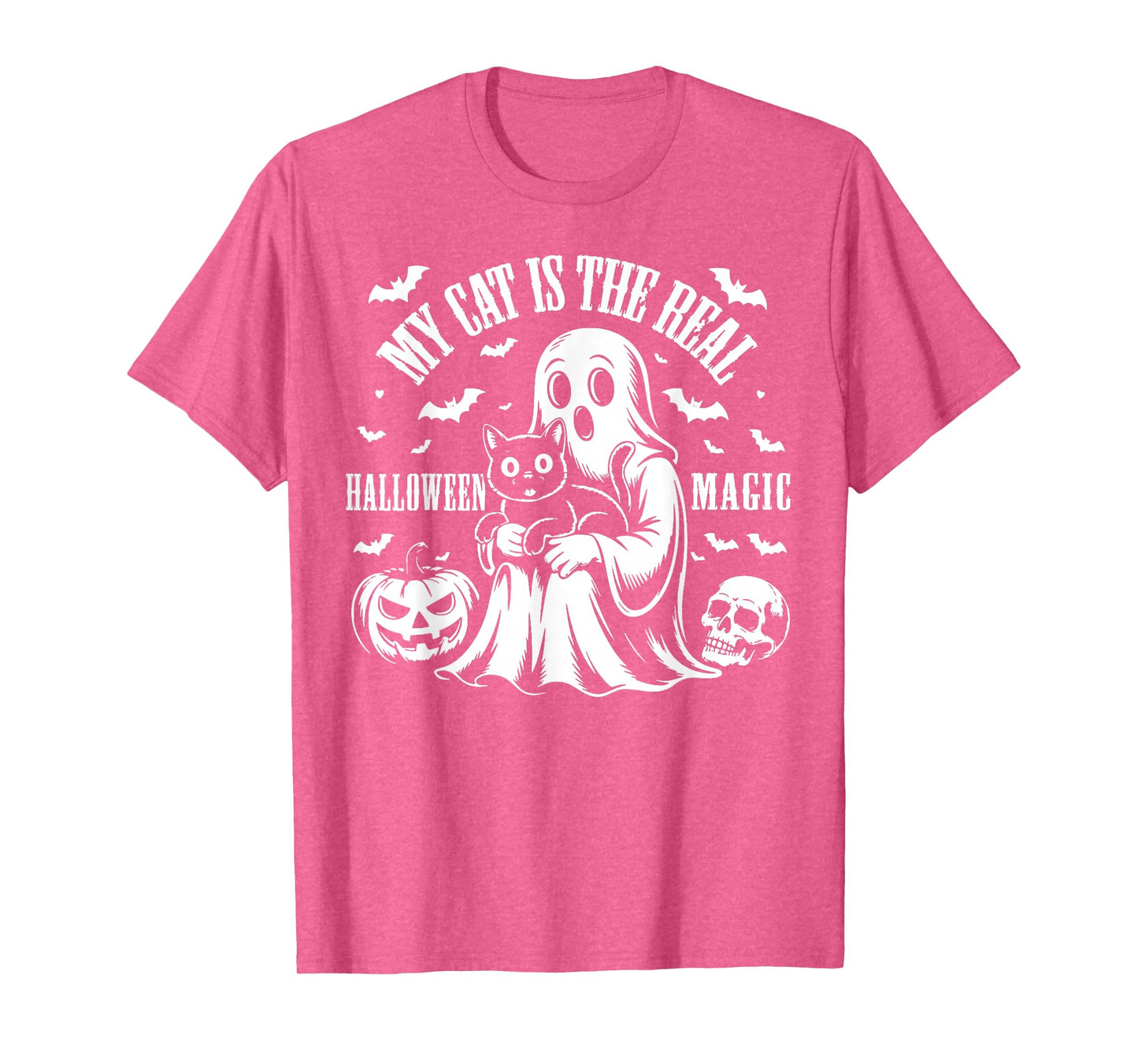 Halloween Pumpkin Black Cat Print with Witch Hat, Pet Owner T-Shirt