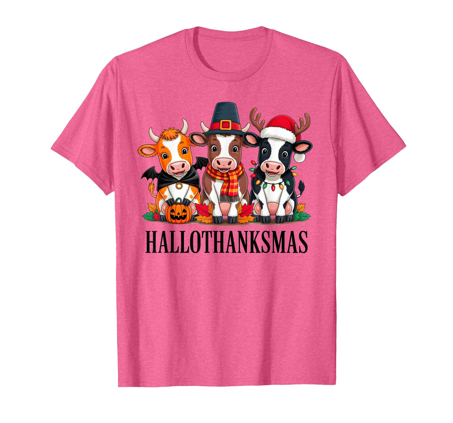 Cow Halloween Thanksgiving Christmas Happy Hallothanksmas T-Shirt
