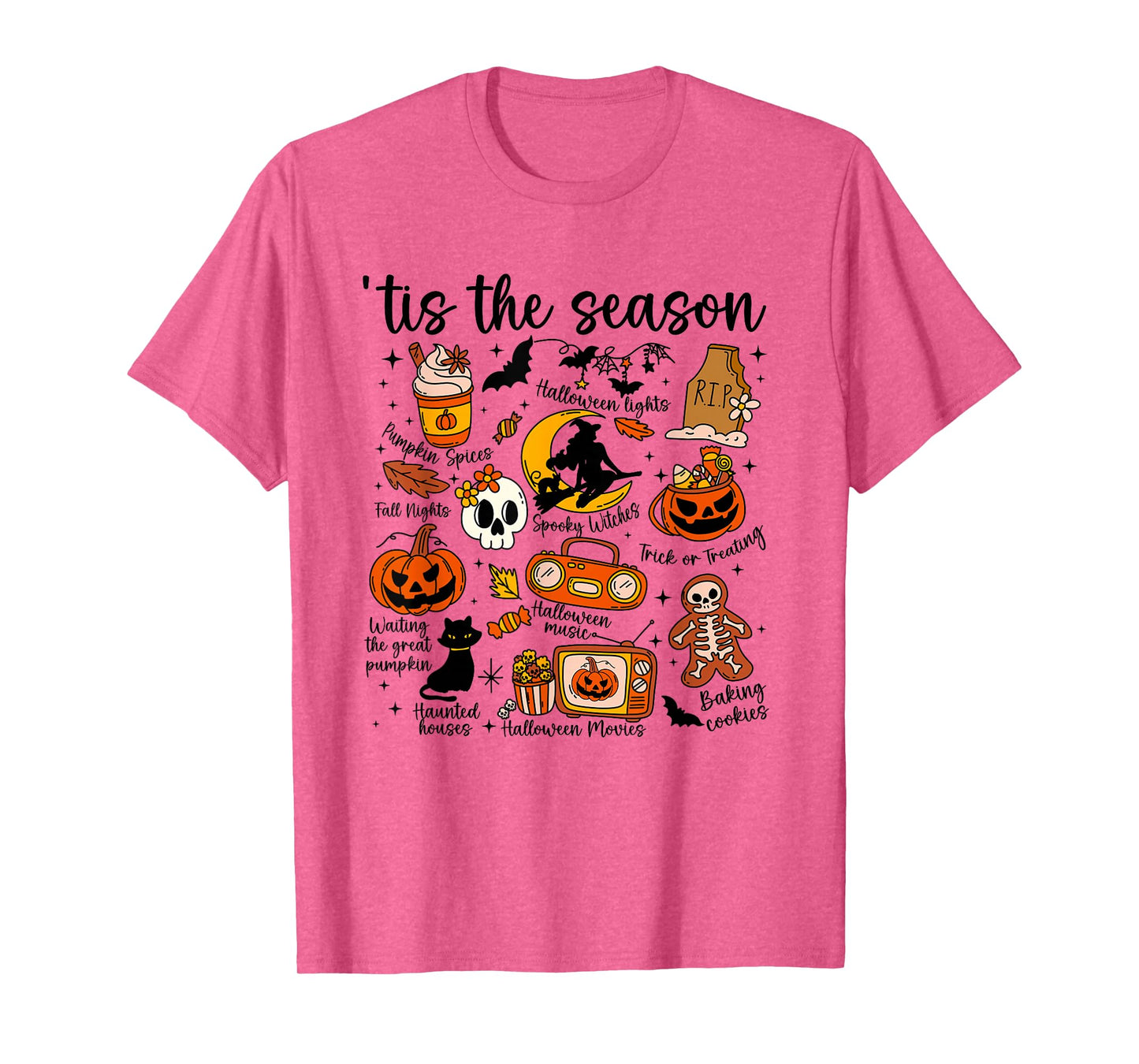 Vintage Halloween Patchwork Autumn Doodles 'Tis The Season T-Shirt