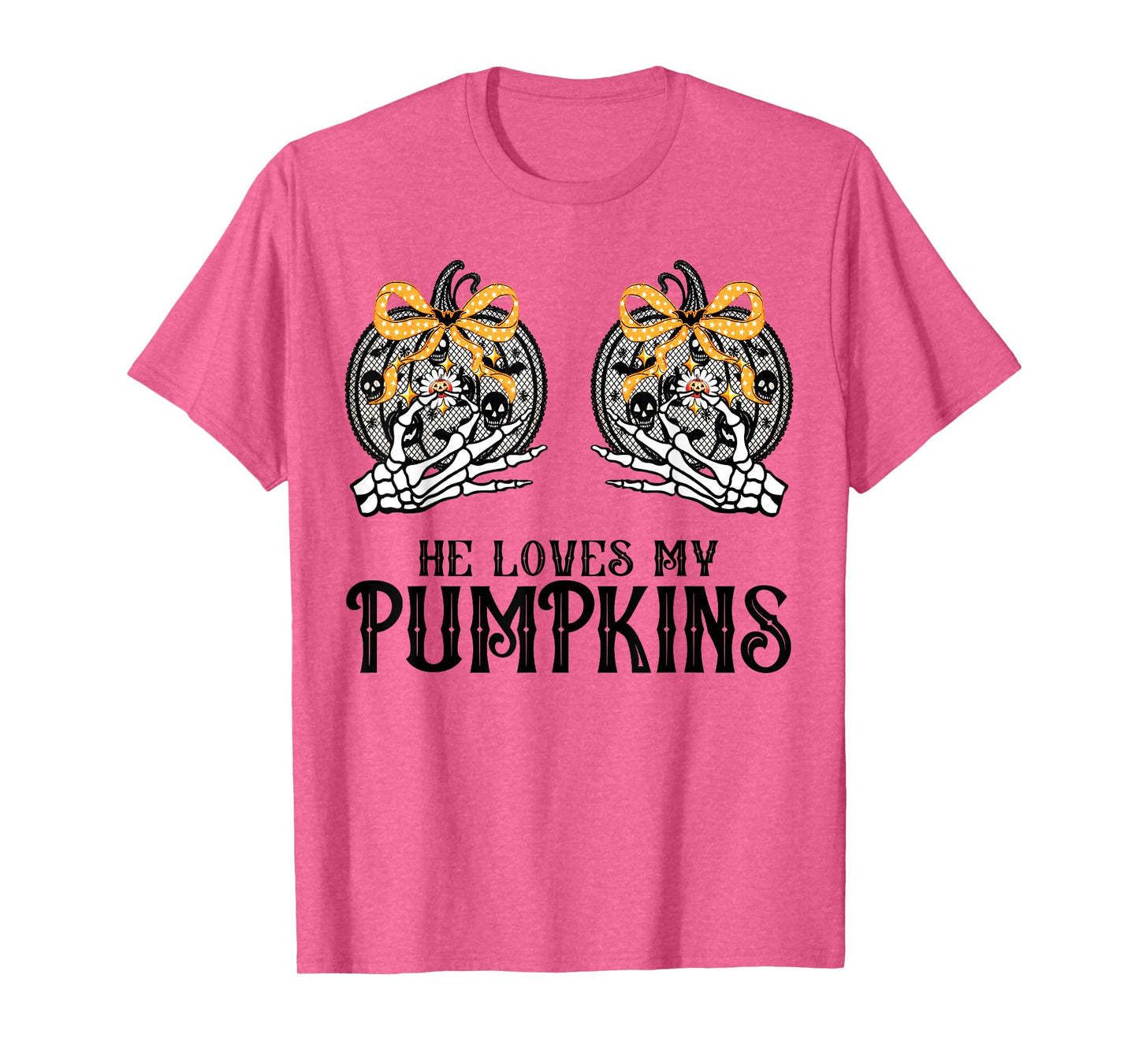 He Loves My Pumpkins I Like His Broomstick Skeleton Couples T-Shirt