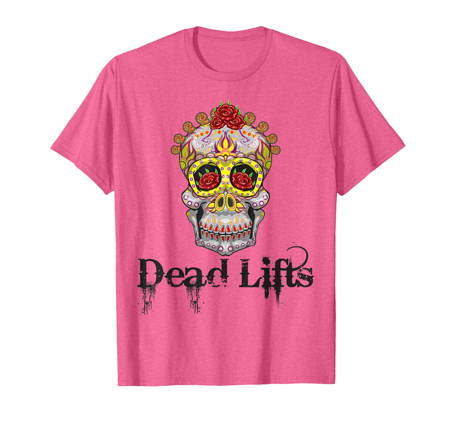 Halloween Fitness Dead Lifts TShirt, Sugar Skull Gym Workout T-Shirt