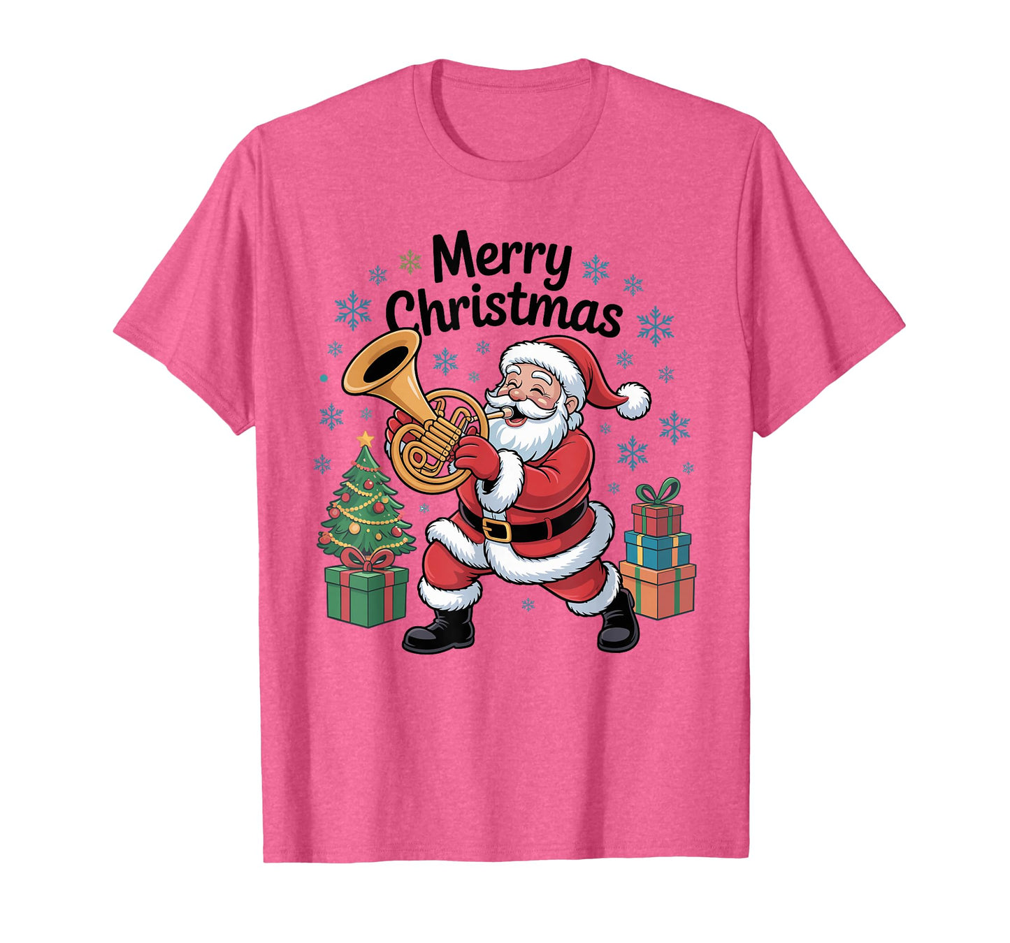 Santa Christmas Design Funny French Horn Holiday Xmas Pajama T-Shirt
