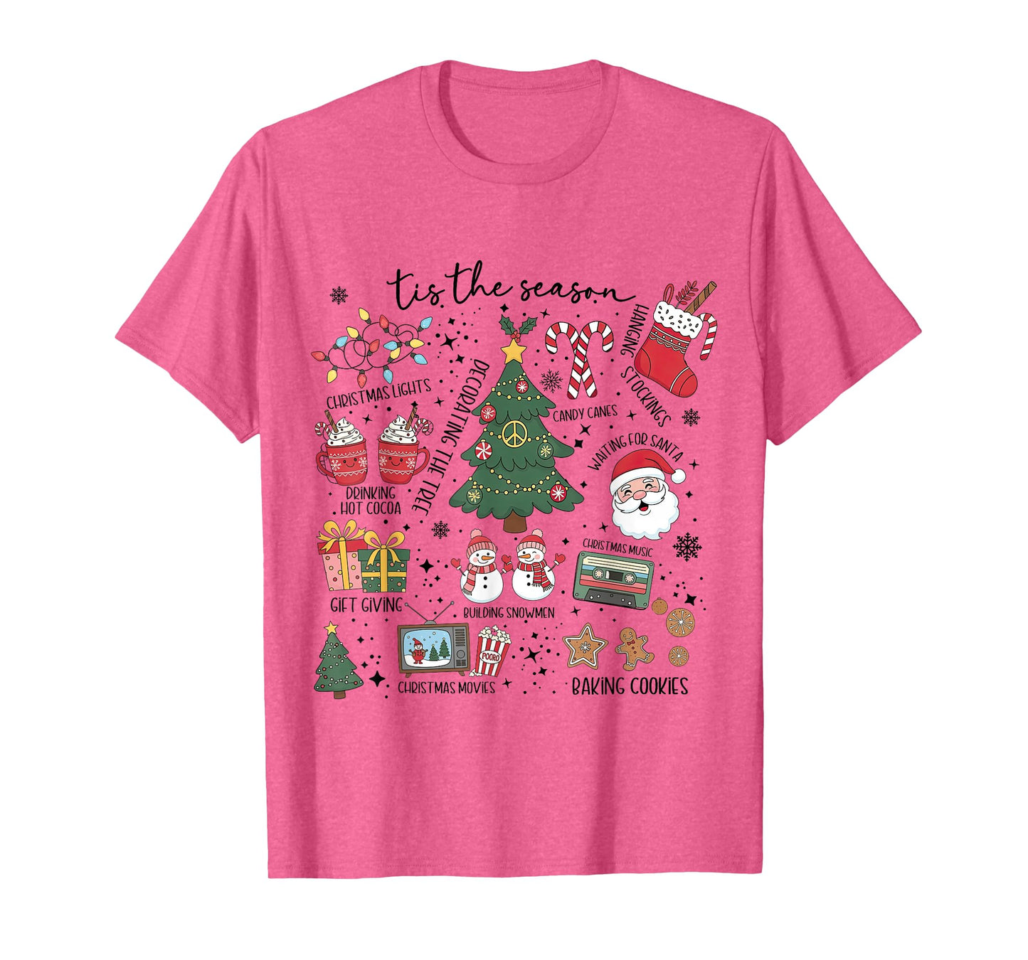 Tis The Season Christmas Tree Santa Claus Baking Cookies T-Shirt