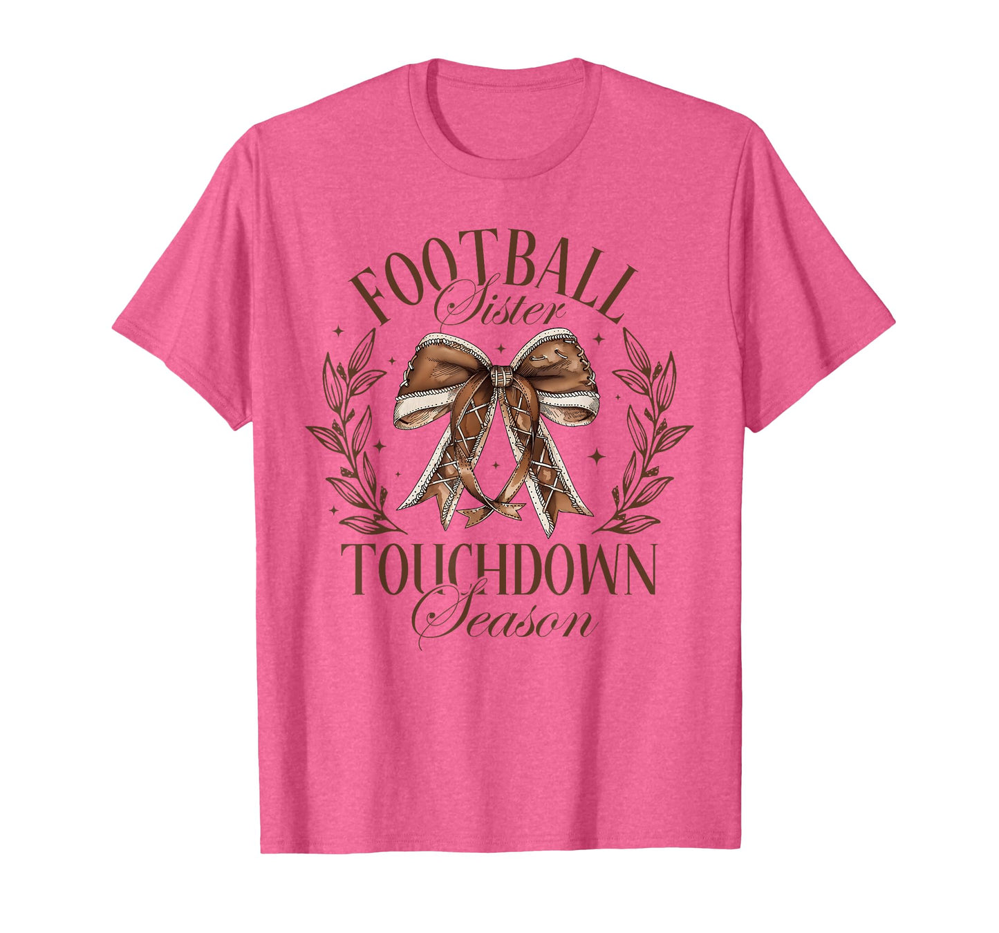 Football Sister Fall Coquette Bow Touchdown Season Game Day T-Shirt