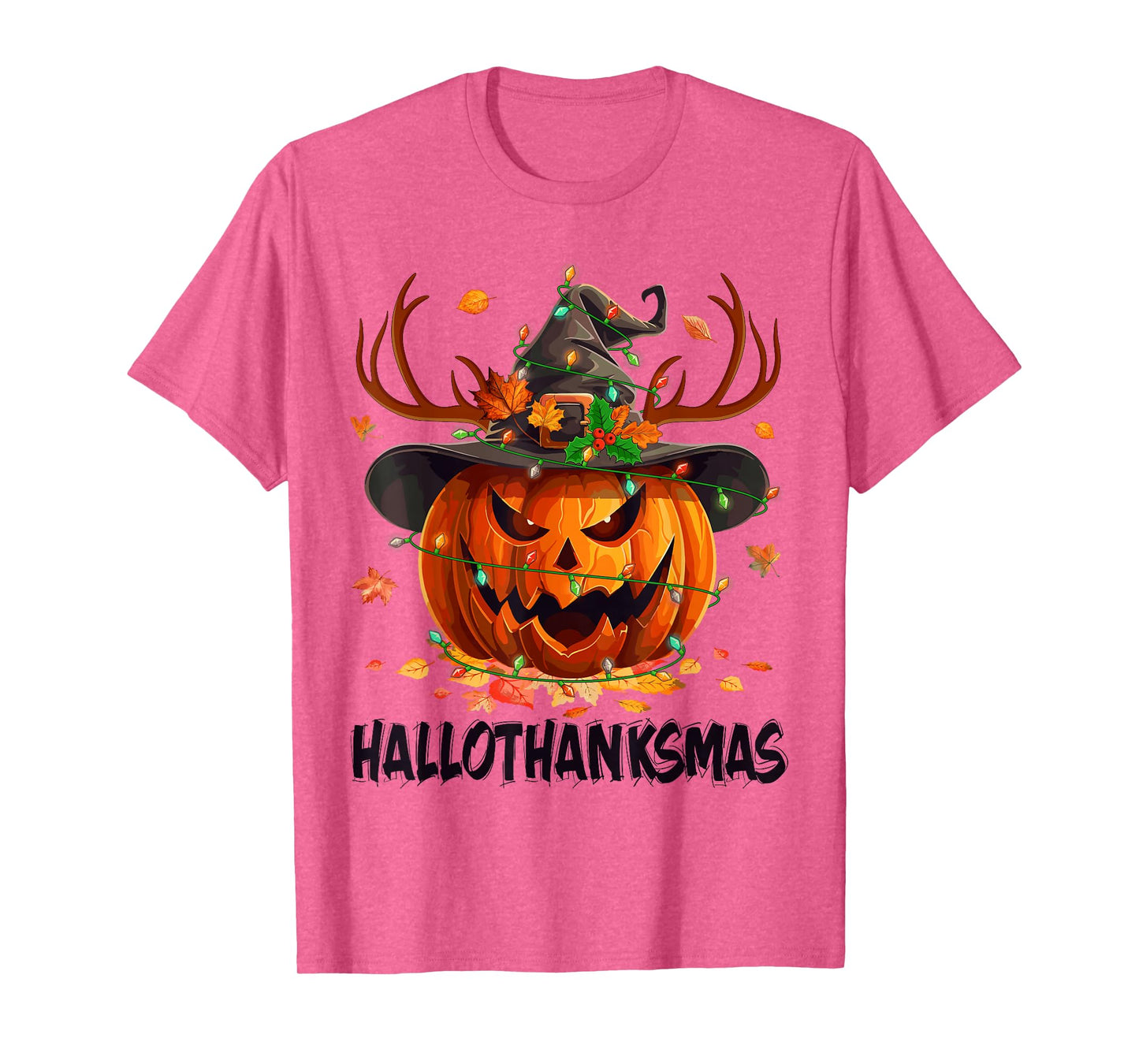 Happy Hallothanksmas Pumpkin Halloween Thanksgiving Xmas T-Shirt