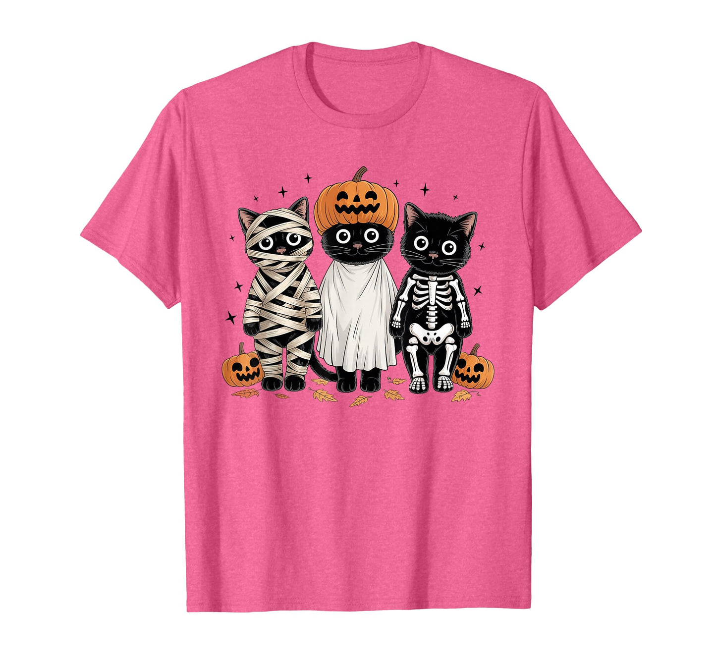 Retro Cat Witch Scary Halloween Pumpkin Women Men Kids T-Shirt