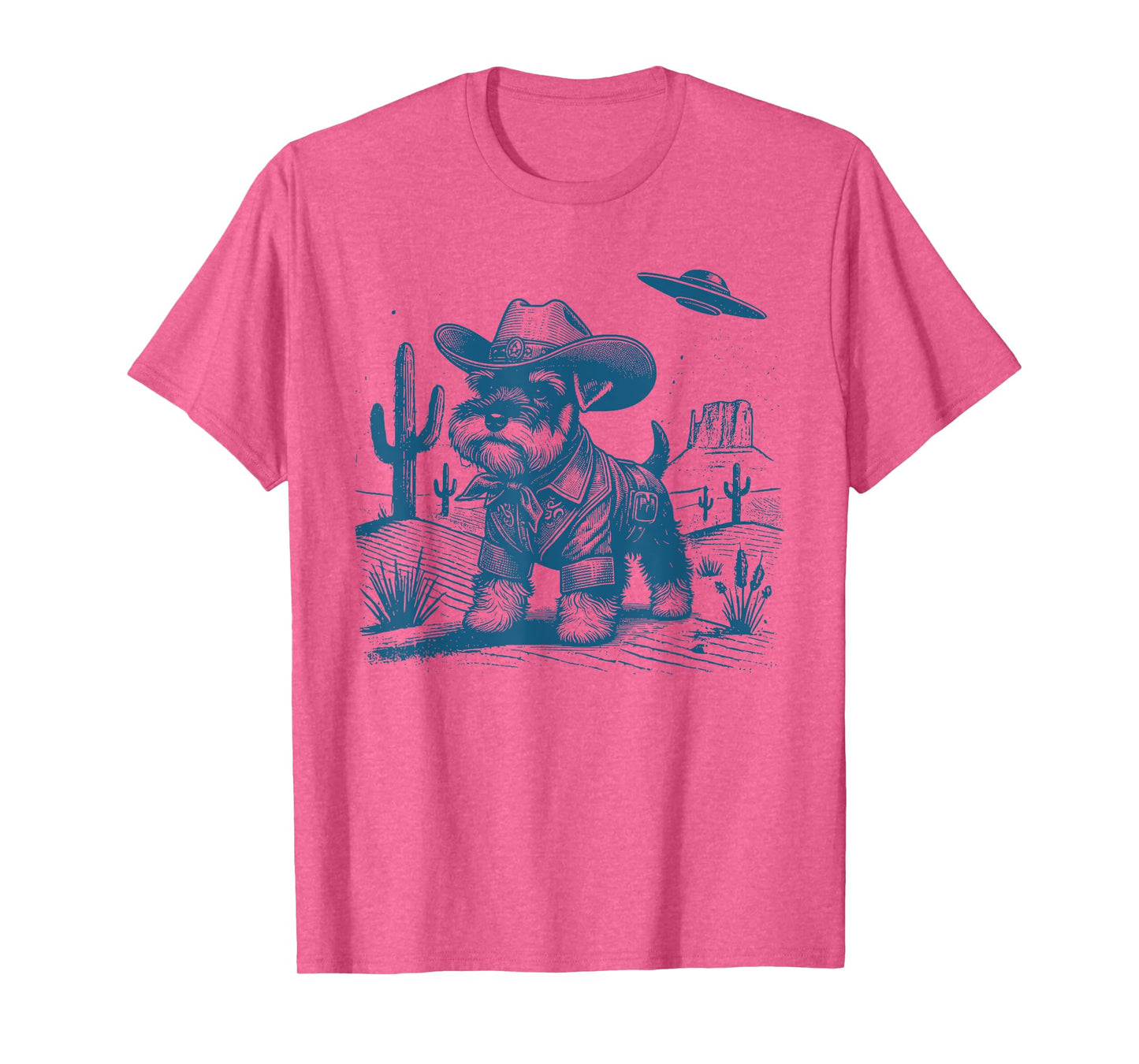 Schnauzer Vintage UFO Western Funny Cowboy Schnauzer UFO T-Shirt
