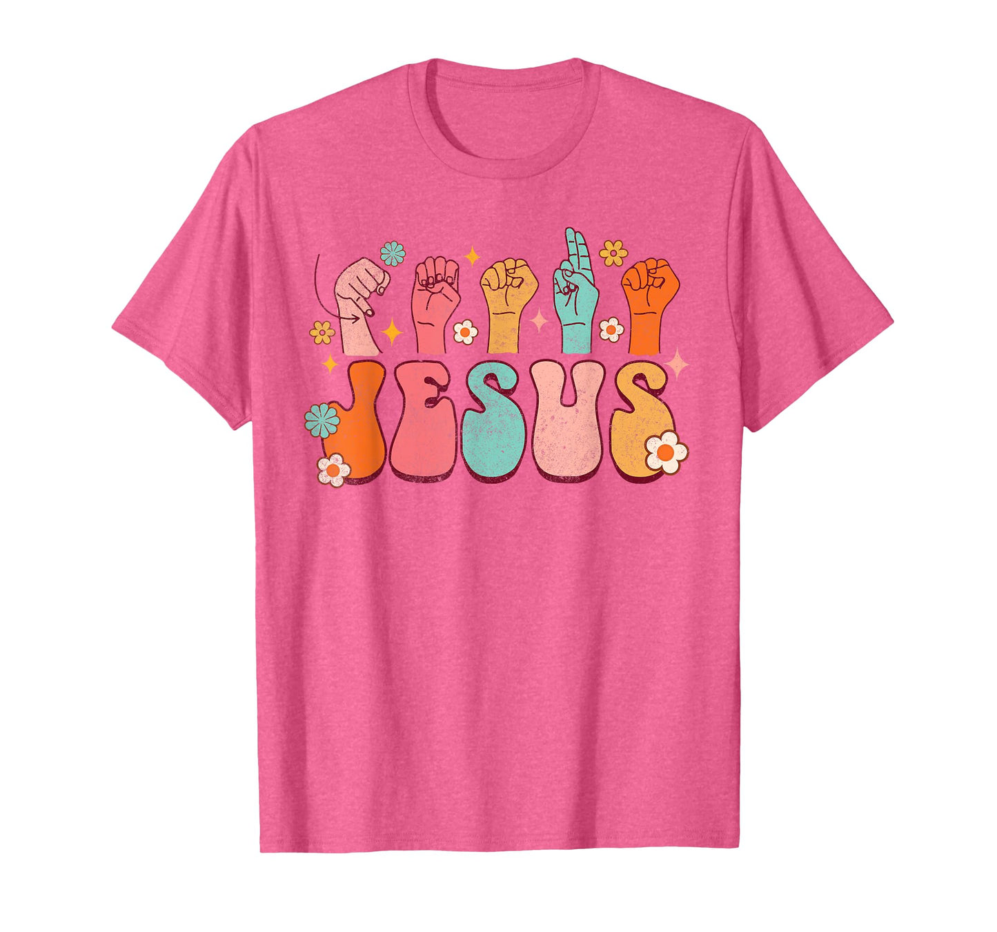 Jesus ASL Sign Language Christian ASL D/HH Teacher Groovy Men Women T-Shirt