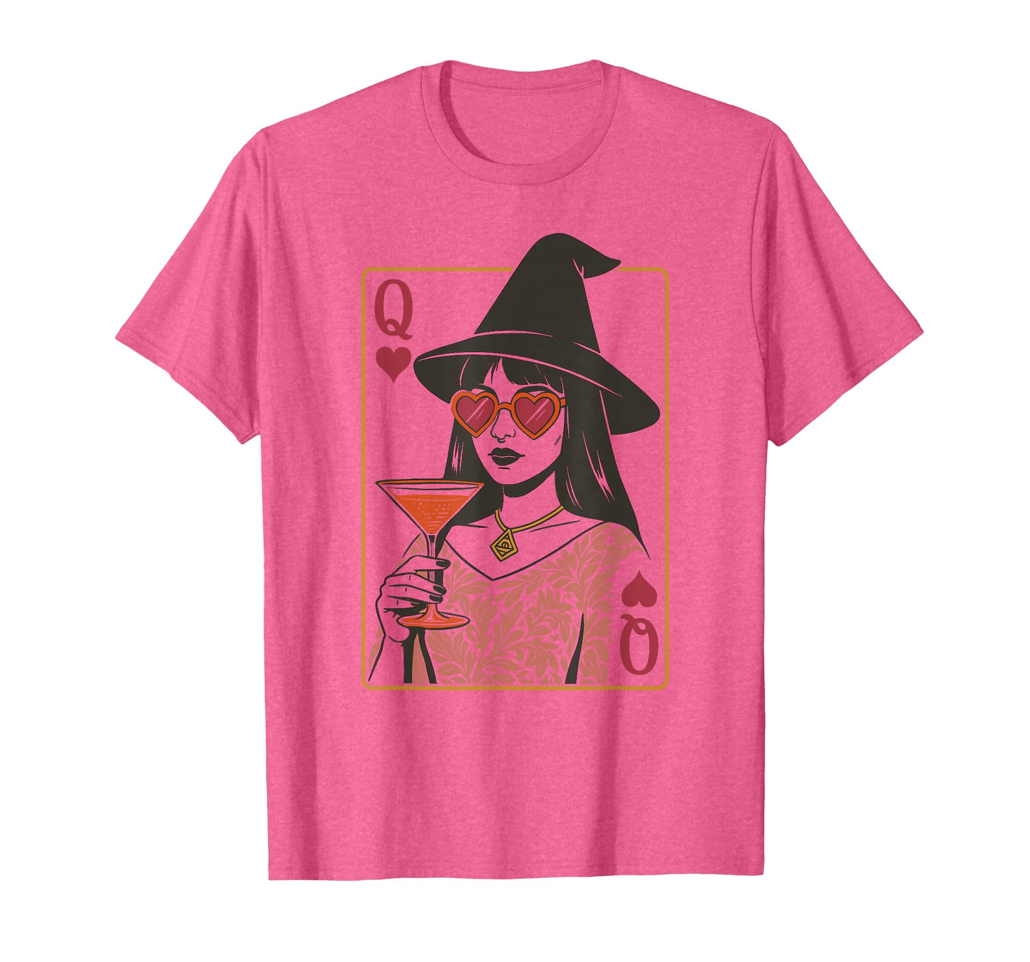 Queen of Hearts Witch Cocktail Vintage Playing Card T-Shirt