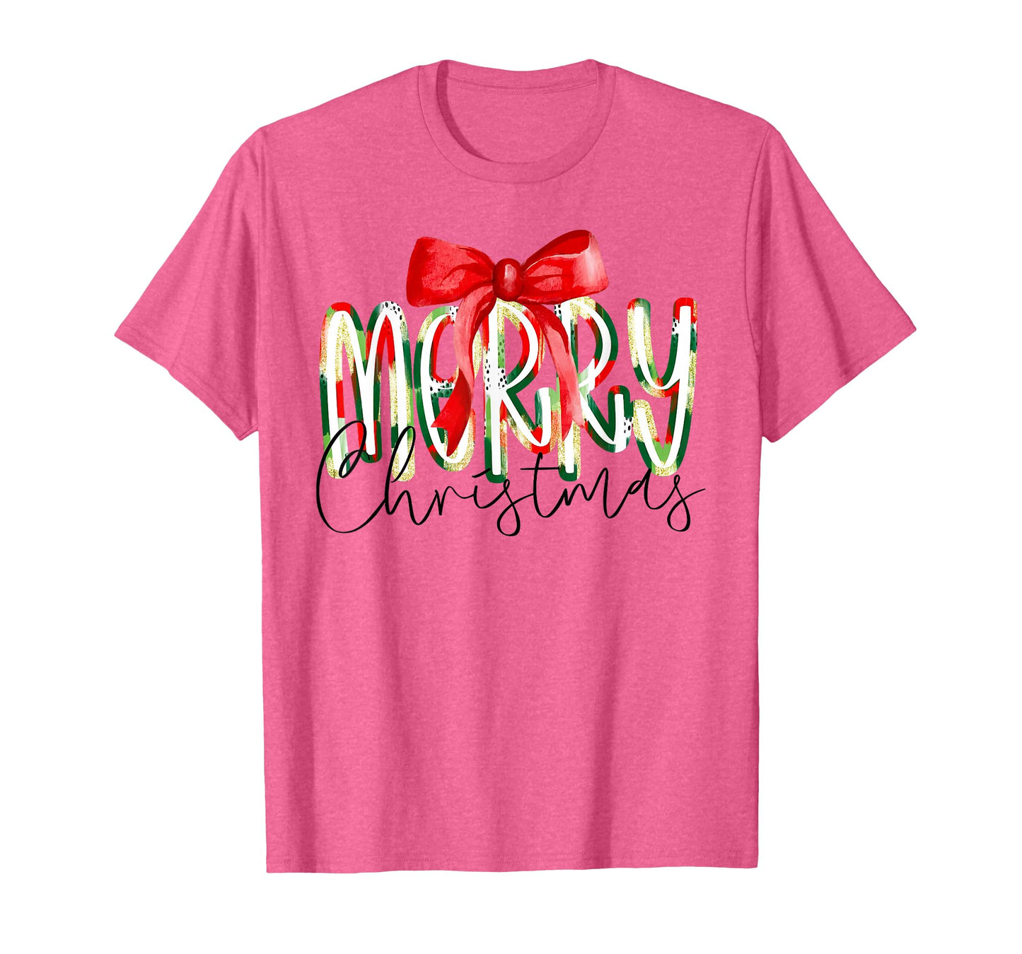 Coquette Bow Merry Christmas Xmas Family Pajamas Holiday T-Shirt