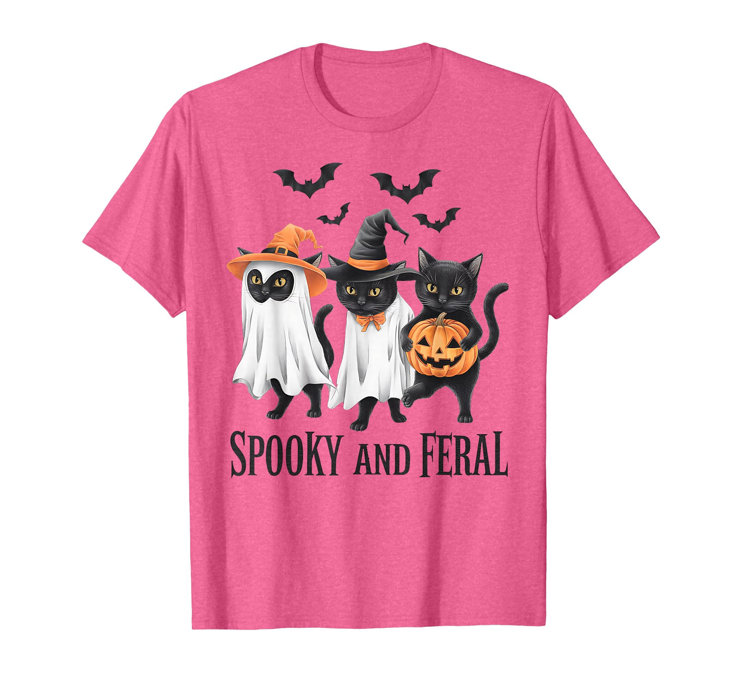 Spooky and Feral Black Cat Halloween Costume Cute Cat Lovers T-Shirt