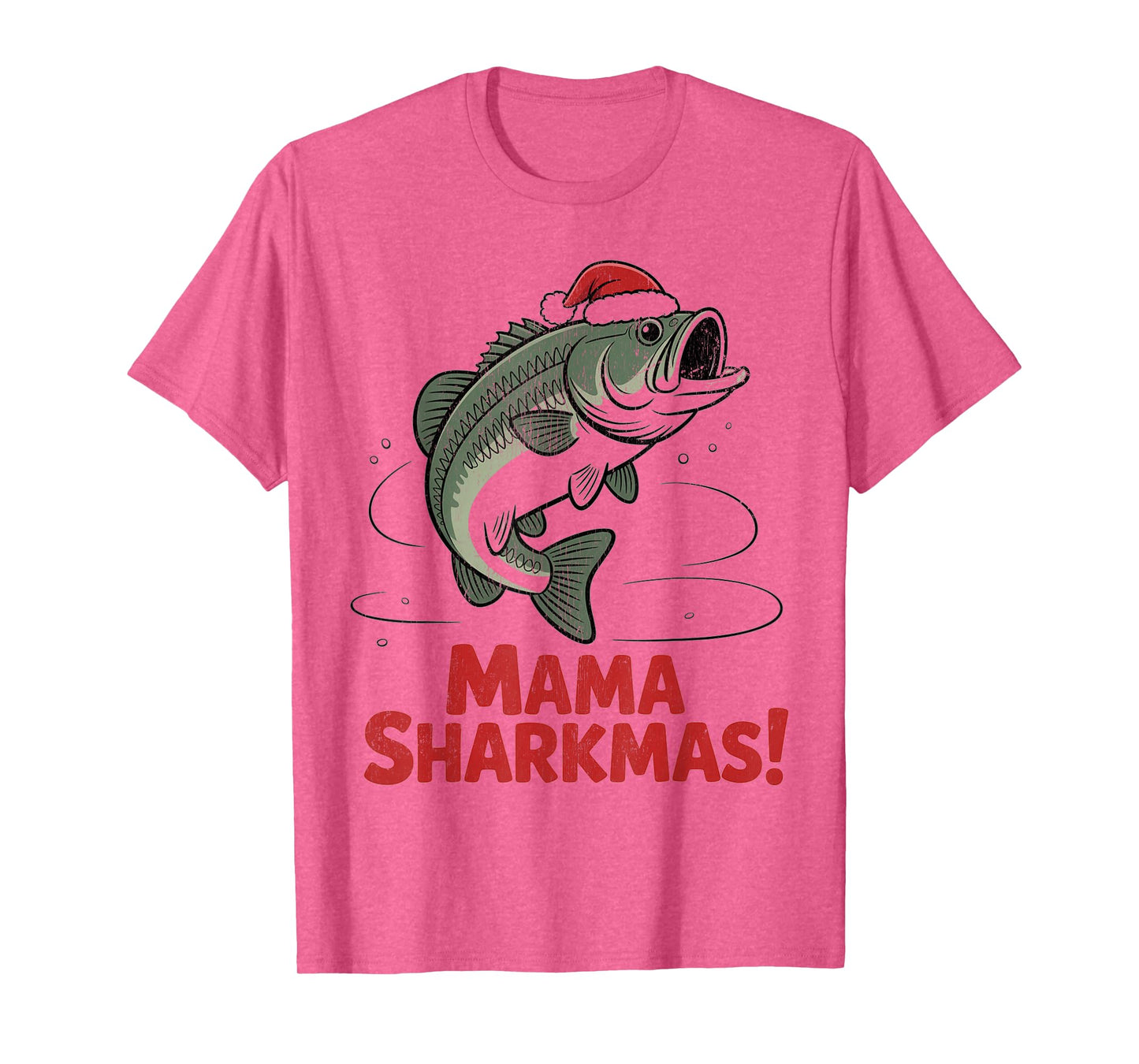 Mama Sharkmas Funny Shark Santa Hat Ugly Christmas Sweater T-Shirt