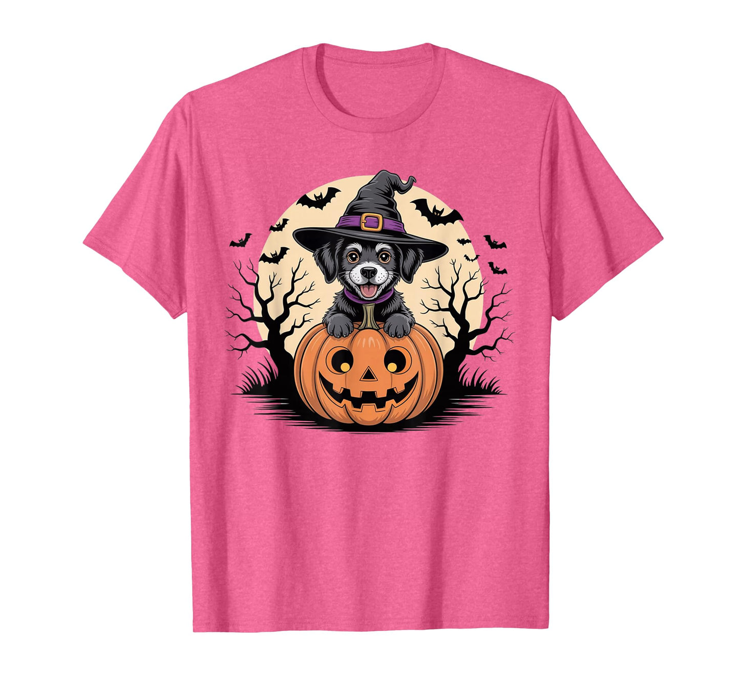 Spooky Black Labrador Retriever Witch Hat Pumpkin Halloween T-Shirt