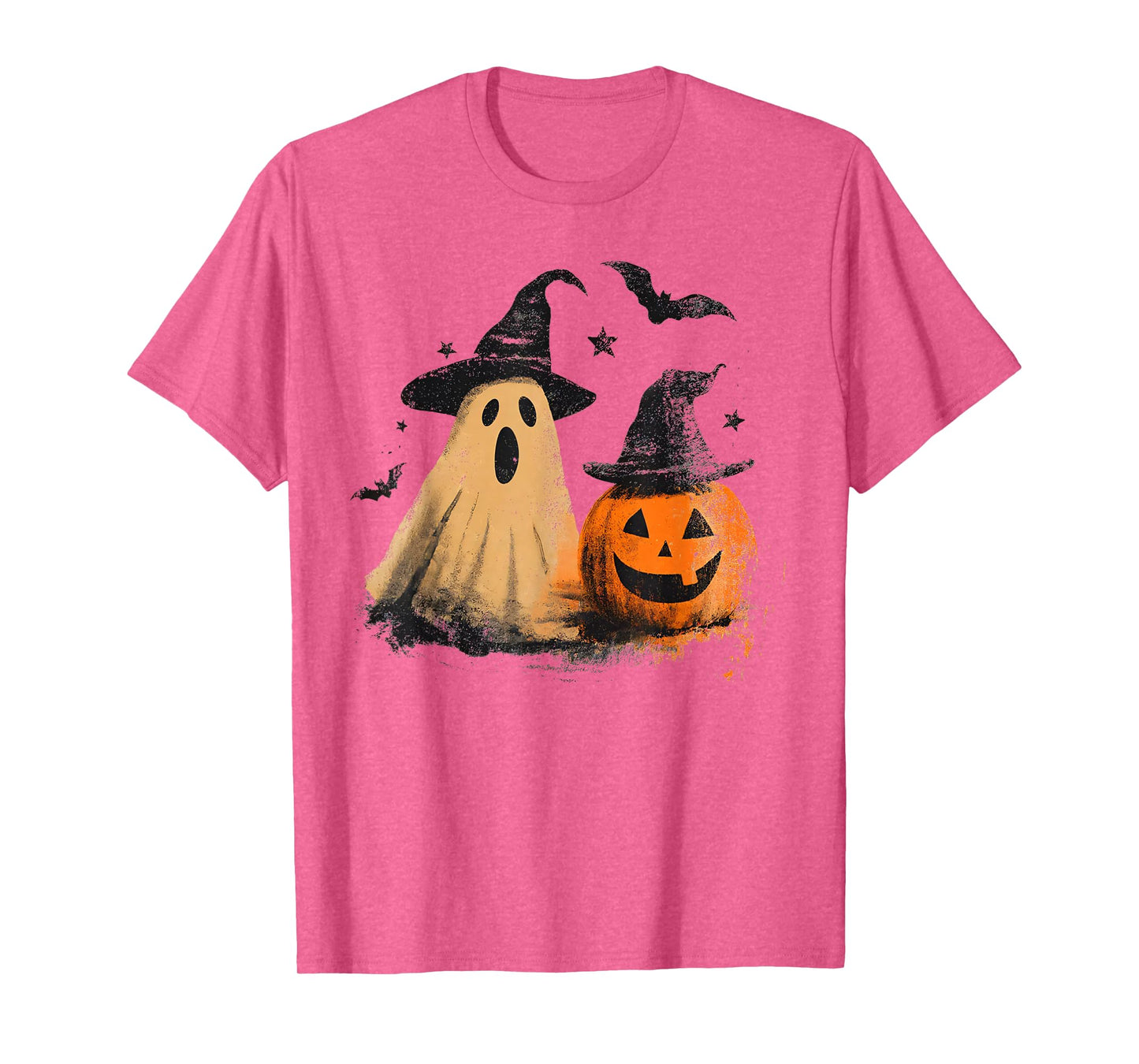 Funny Ghost Pumpkin Witch Hat Halloween Spooky Fall Vintage T-Shirt