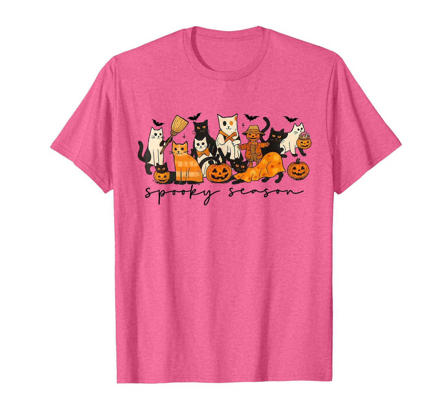 Spooky Witch Black Cat Halloween Pumpkin for Men Women Kids T-Shirt